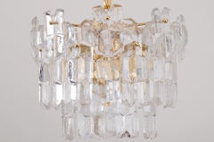 J.T. Kalmar Palazzo Chandelier Gold Brass Glass, 1970s