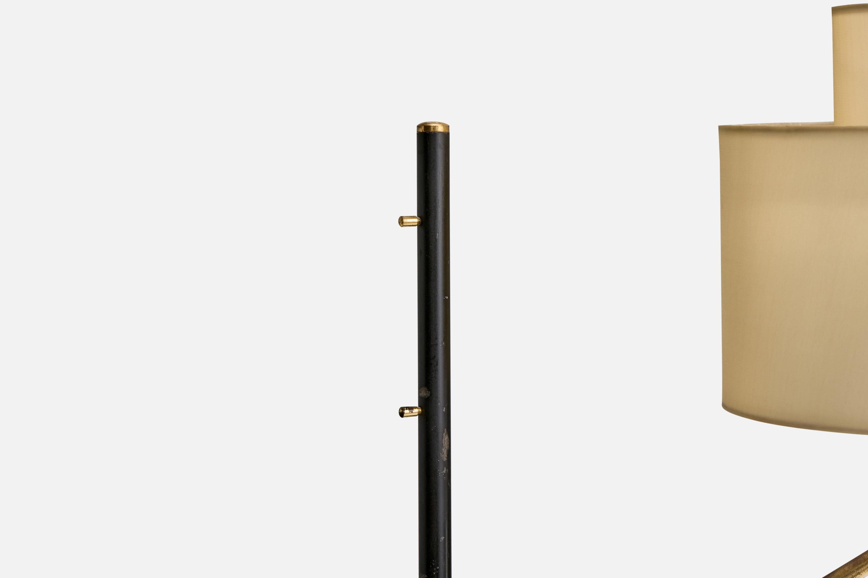 J.T. Kalmar, Pelikan, Floor Lamp, Brass, Metal, Fabric, Austria, 1950s im Zustand „Gut“ im Angebot in High Point, NC