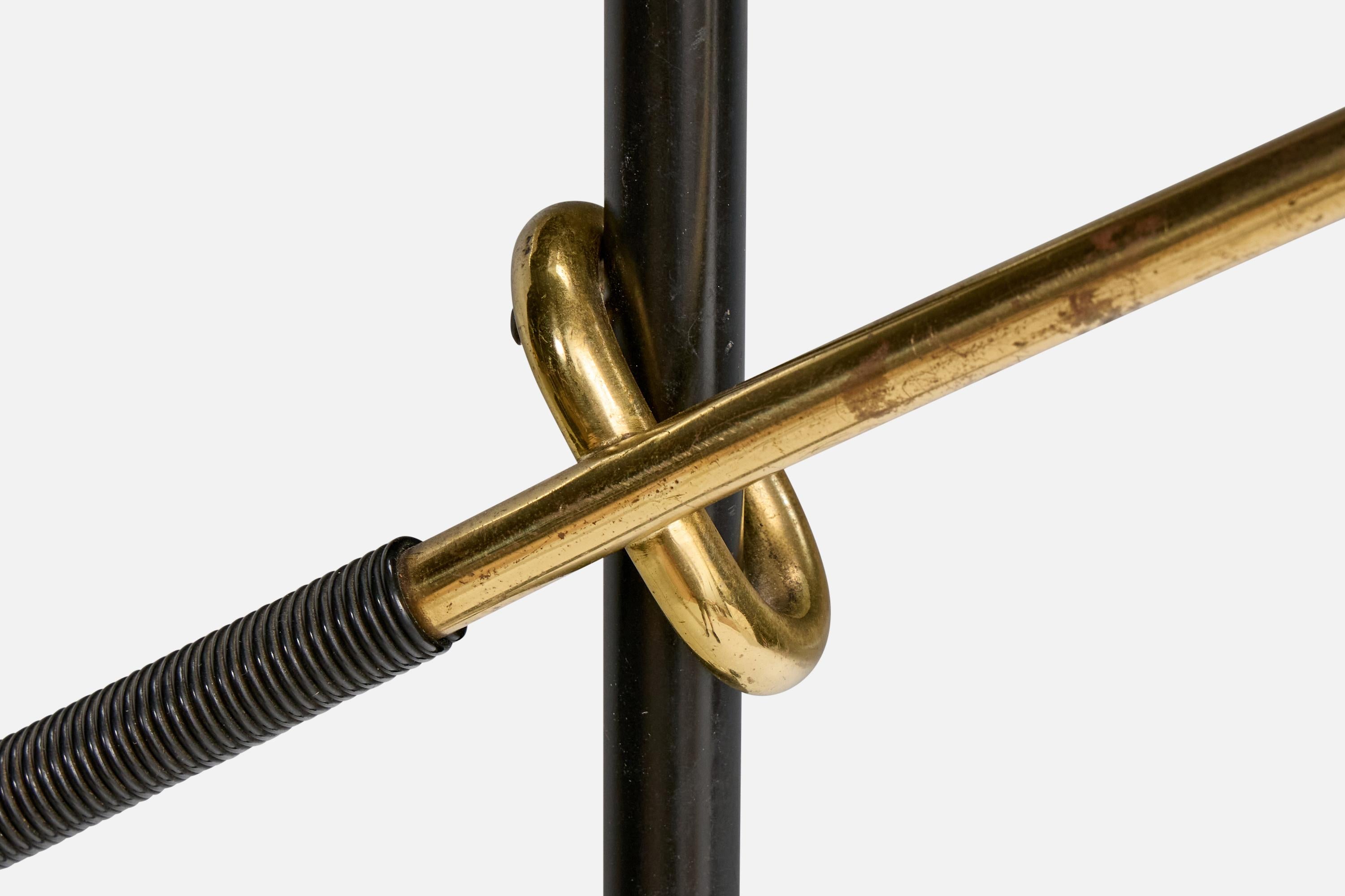 J.T. Kalmar, Pelikan, Floor Lamp, Brass, Metal, Fabric, Austria, 1950s (Metall) im Angebot