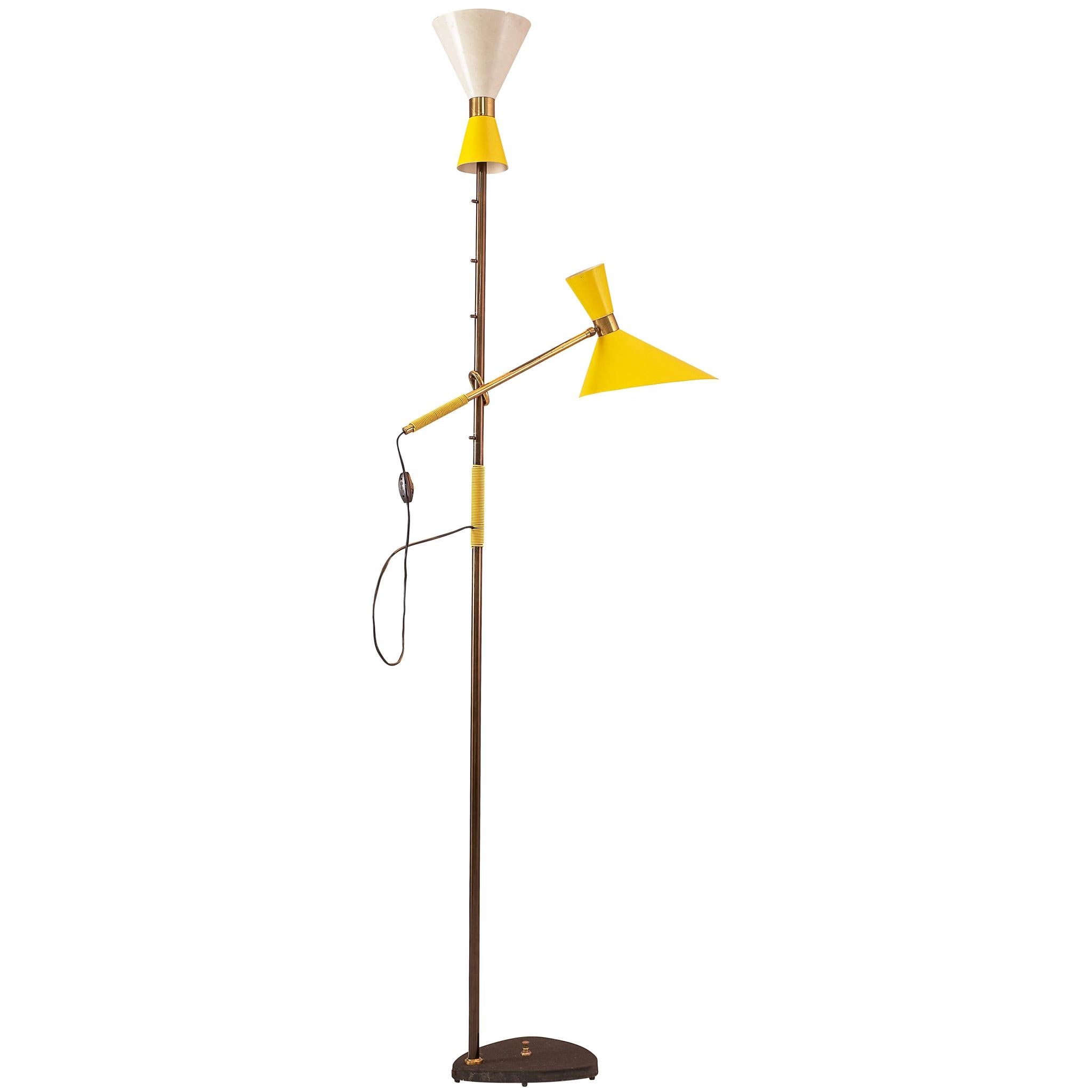 J.T. Kalmar 
Pelikan
 Floor Lamp with Bright Yellow Shades