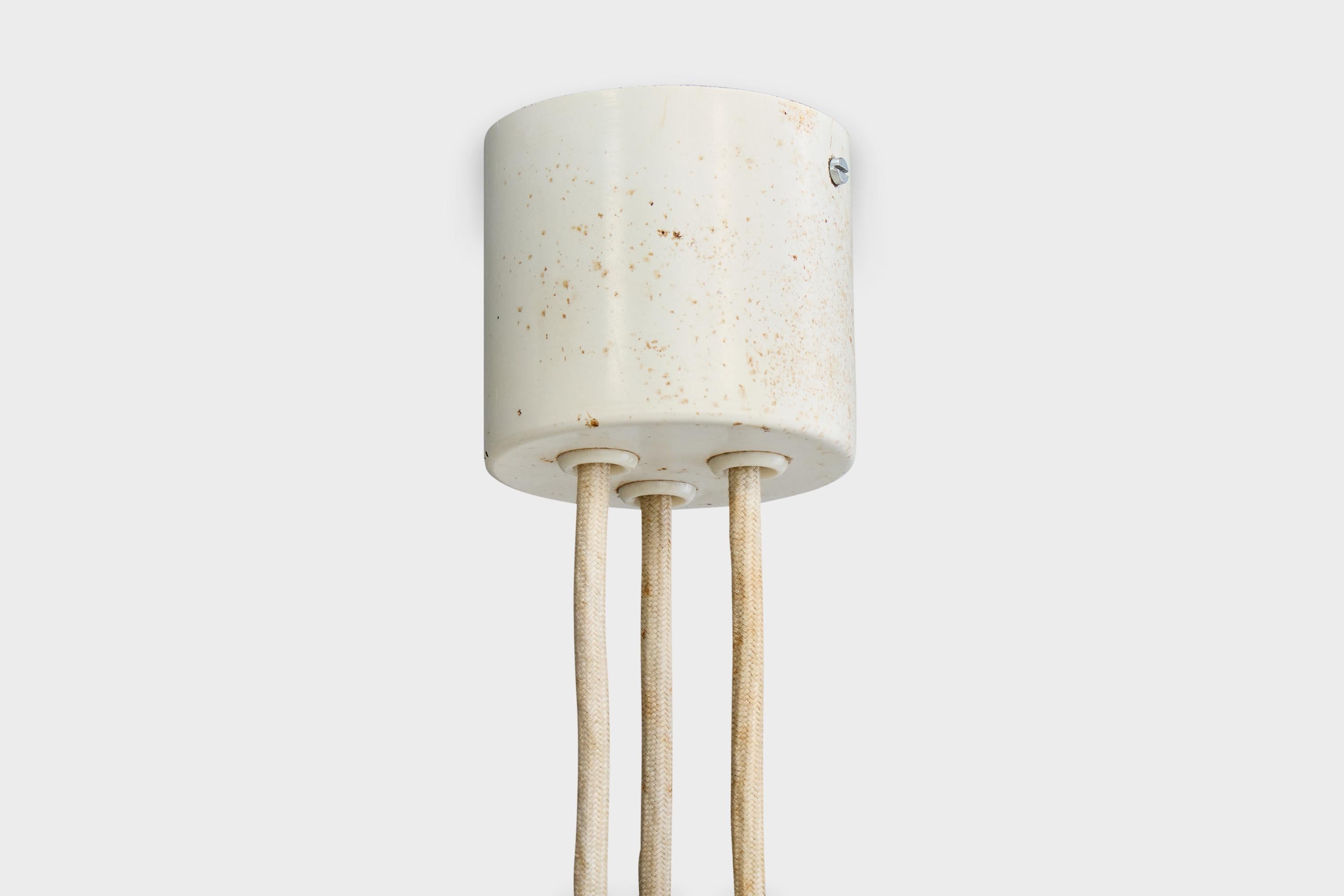 J.T. Kalmar, Pendant Light, Brass, Fabric, Acrylic, Austria, 1950s For Sale 6