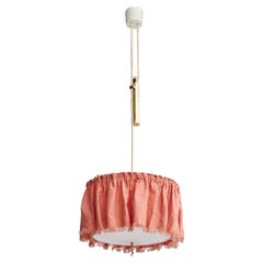 J.T. Kalmar, Pendant Light, Brass, Fabric, Acrylic, Austria, 1950s