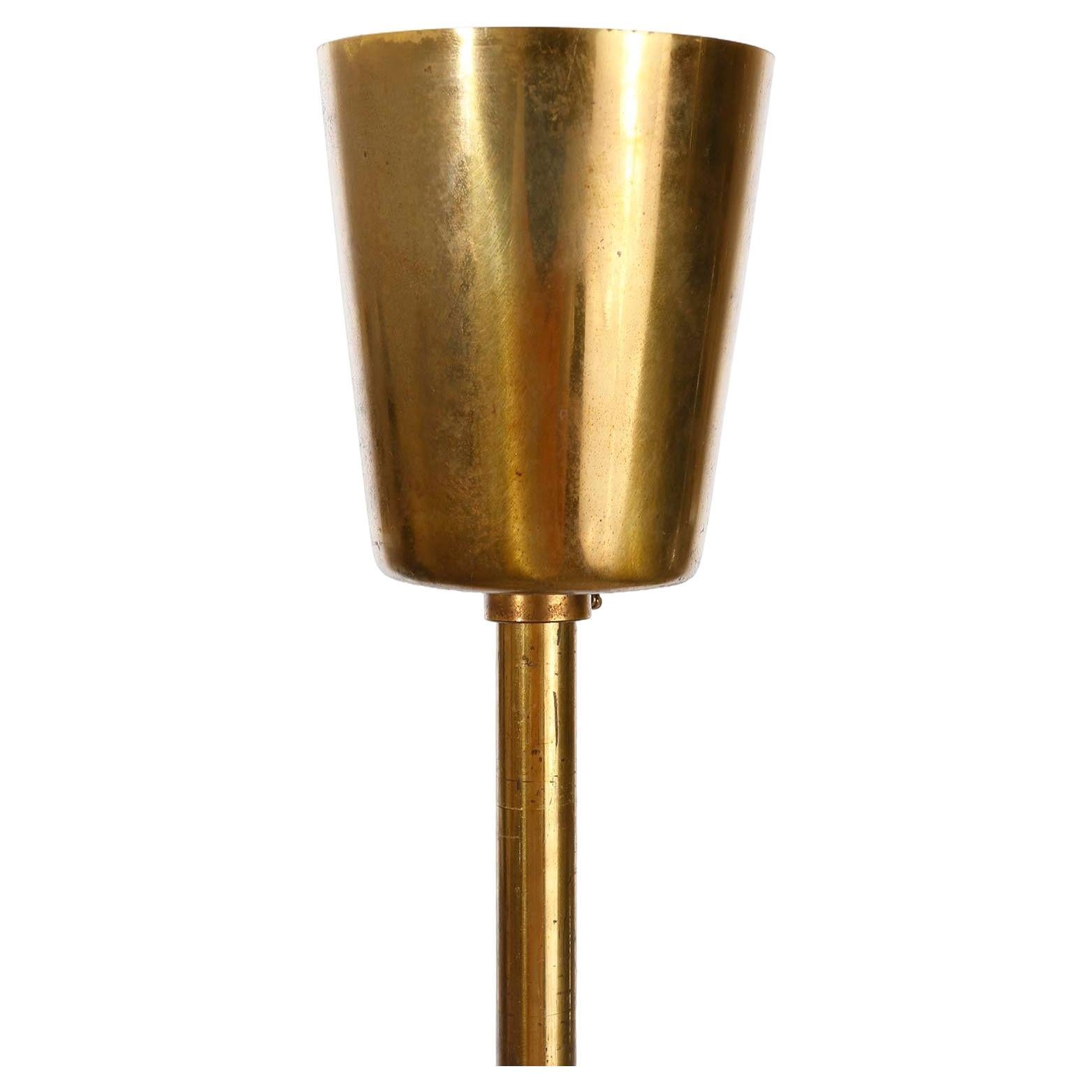 J.T. Kalmar Pendant Light Chandelier, Patinated Brass and Textured Glass, 1960s 4