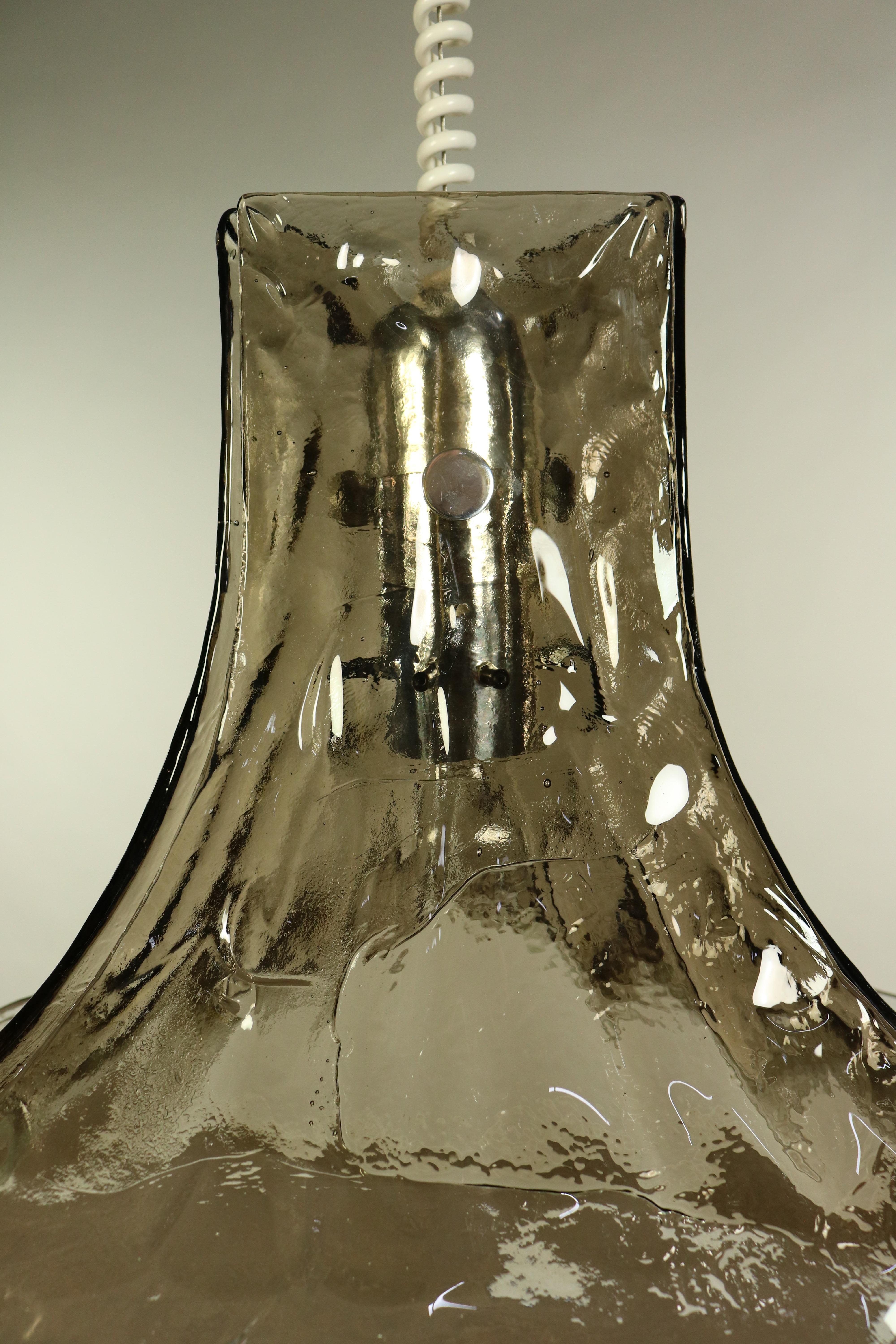 J.T. Kalmar Pendant Light Glass Leaf Chandelier Midcentury Lamp Austria, 1960s For Sale 6