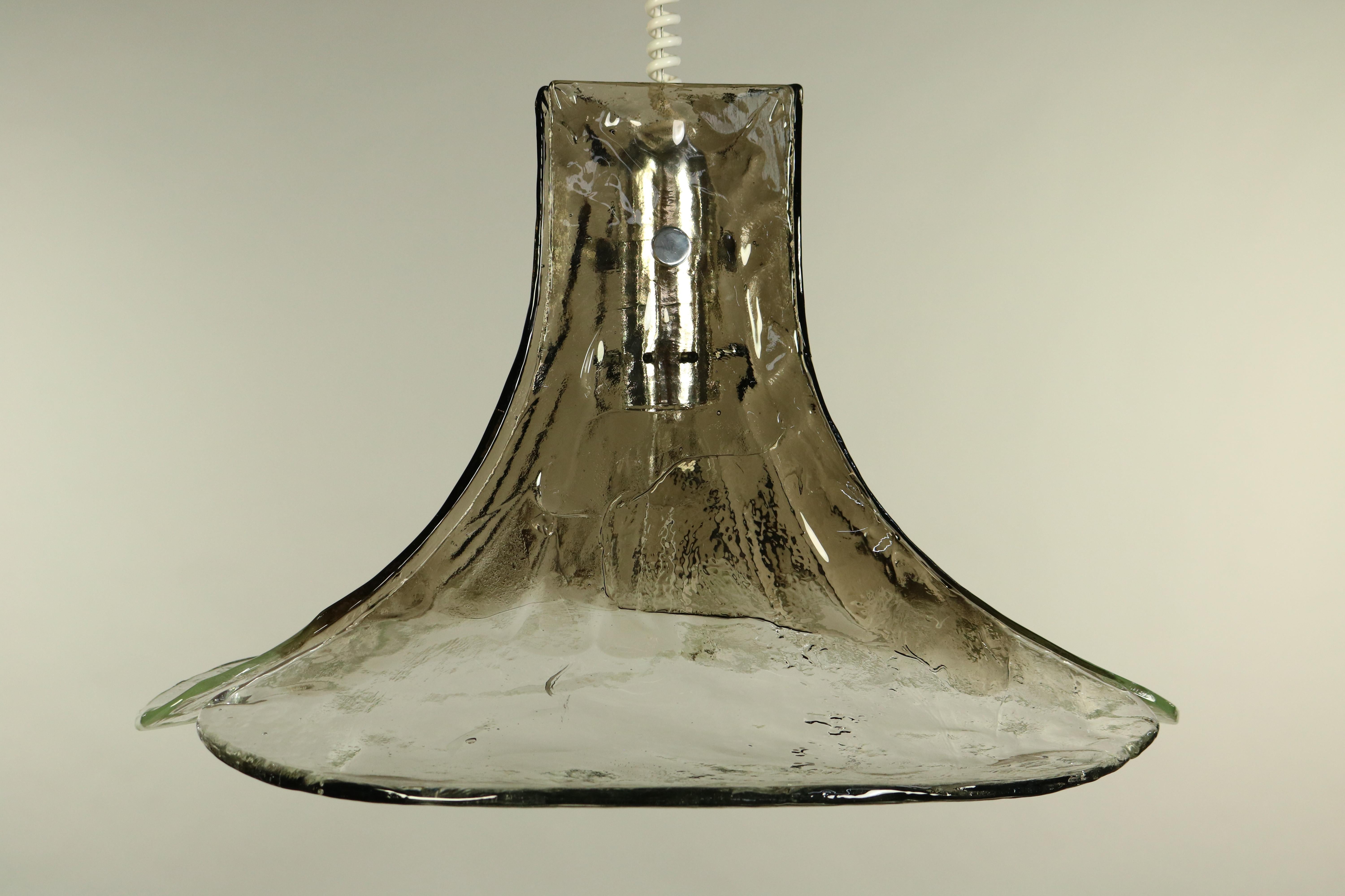 Art Glass J.T. Kalmar Pendant Light Glass Leaf Chandelier Midcentury Lamp Austria, 1960s For Sale