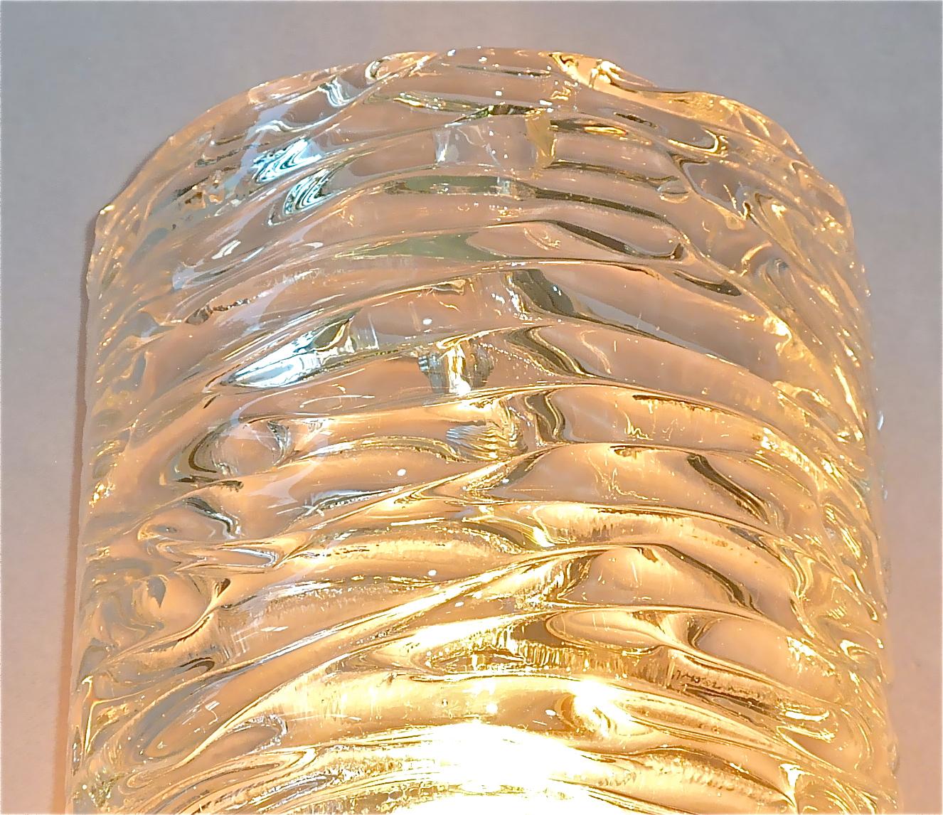 J.T. Kalmar Sconces Wall Lights Textured Murano Glass Brass Venini Style 1950s For Sale 7