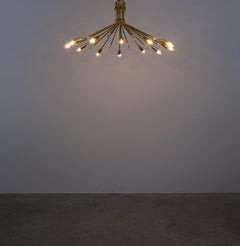 J.T. Kalmar Giant Spider Brass Flush Mount Chandelier Refurbished, Austria 1950