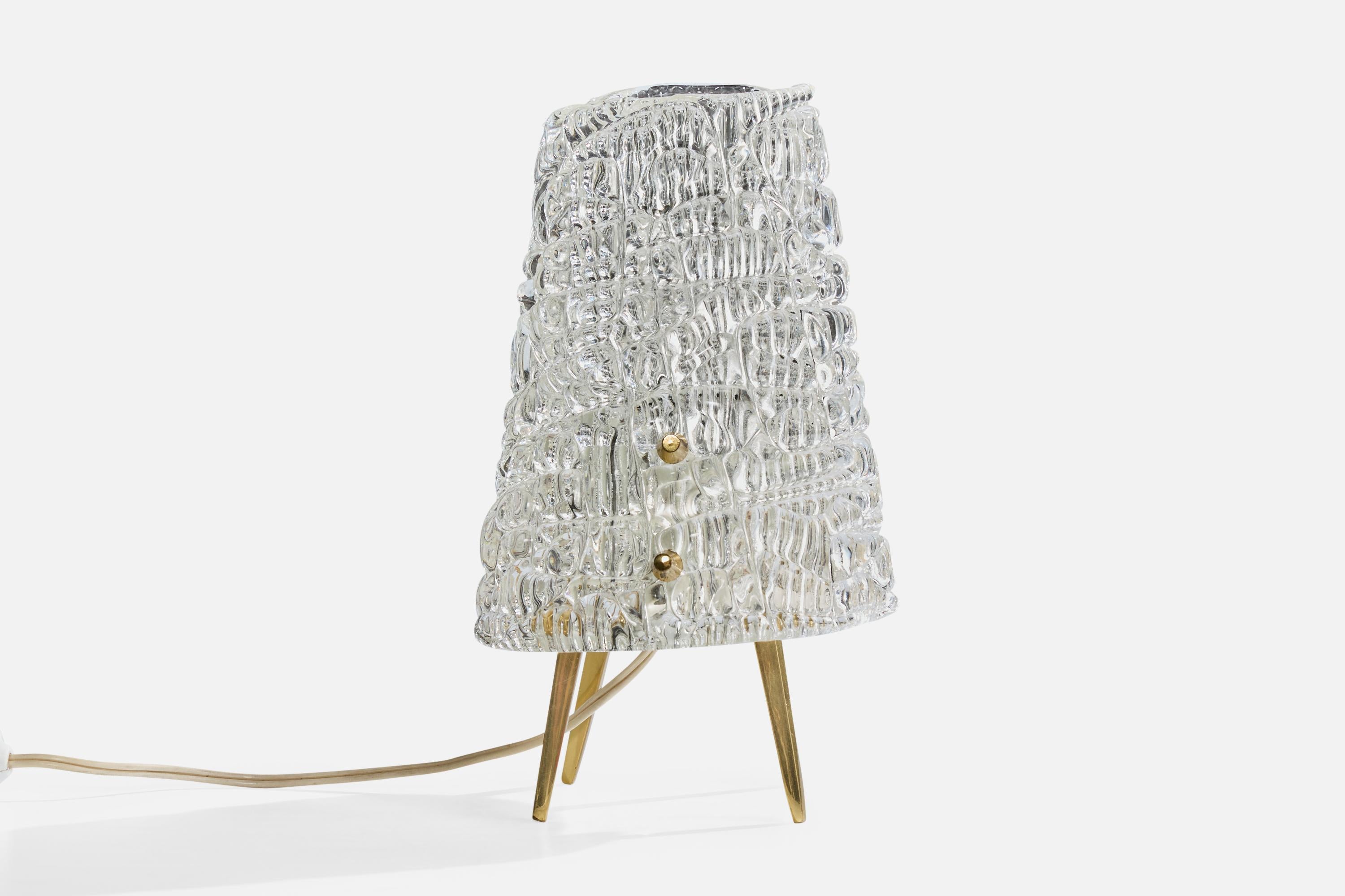 Mid-Century Modern J.T. Kalmar, lampe de table, laiton, verre, Autriche, années 1960 en vente