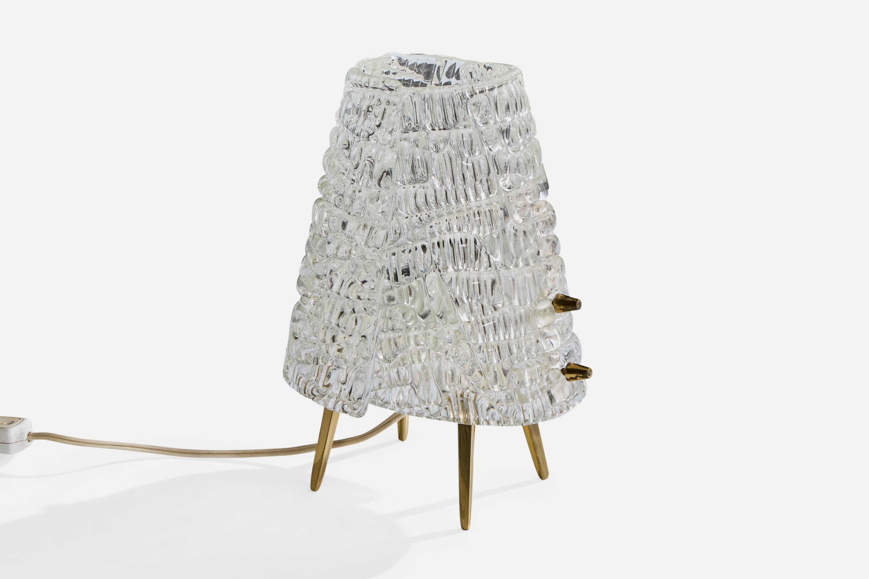 J.T. Kalmar, lampe de table, laiton, verre, Autriche, années 1960 Bon état - En vente à High Point, NC