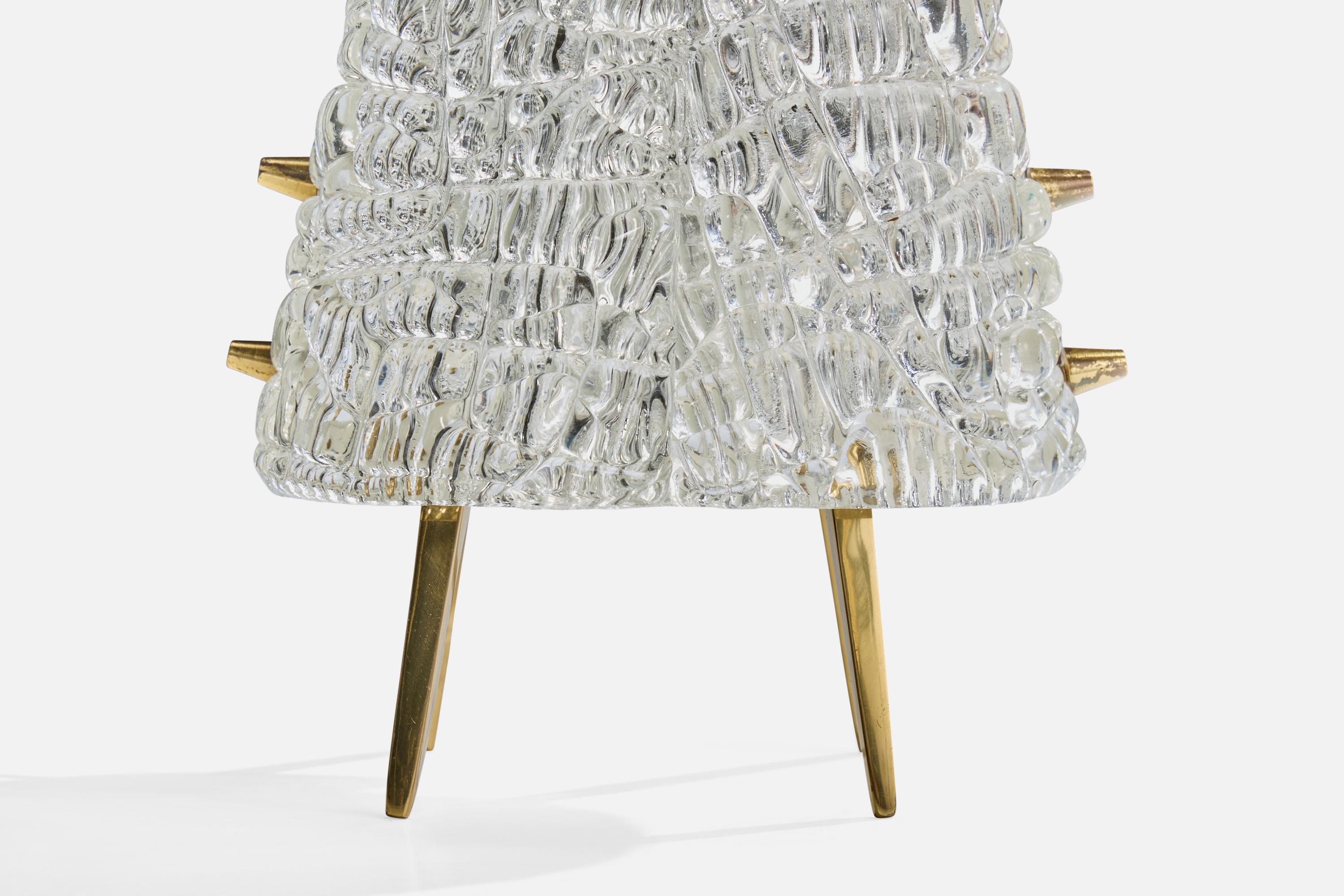 J.T. Kalmar, lampe de table, laiton, verre, Autriche, années 1960 en vente 2