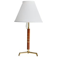 J.T. Kalmar, Table Lamp, Brass, Teak, Austria, 1960s