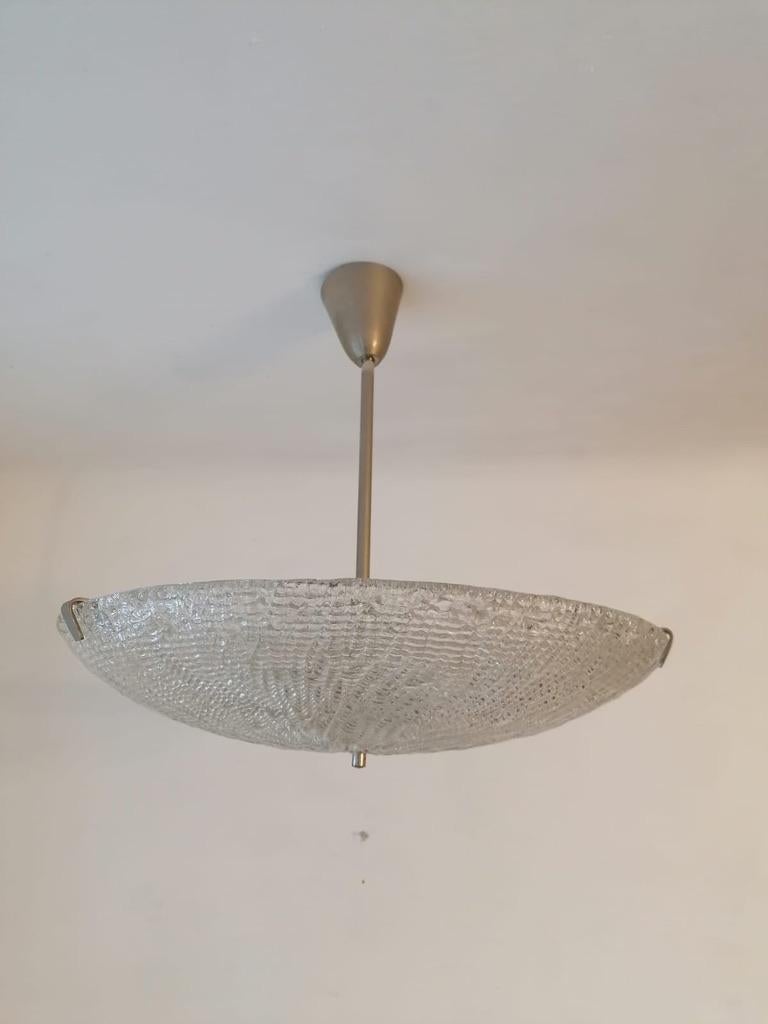 Ceiling mount lamp by J.T. Kalmar. Textured thick textured glass
Steel construction with 3 E27 sockets. Excelent condition.