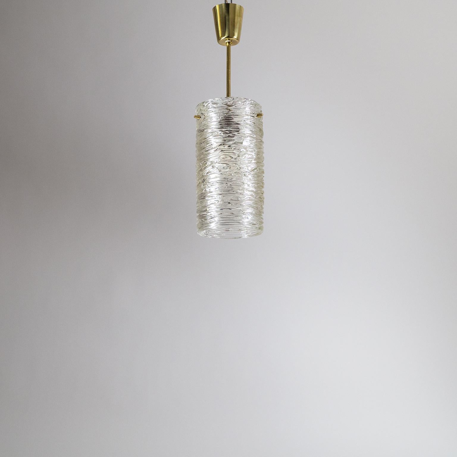J.T. Kalmar Textured Glass Pendant, 1950s For Sale 1