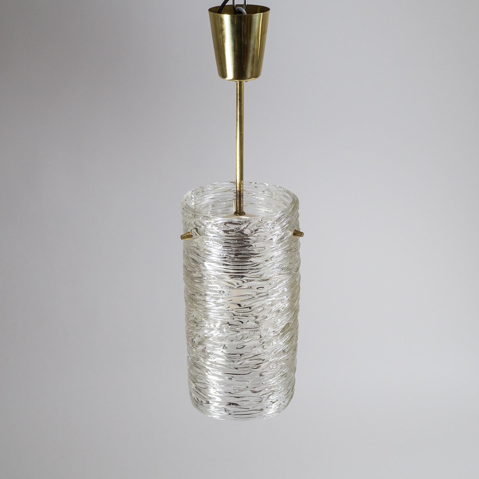 Mid-Century Modern J.T. Kalmar Textured Glass Pendant, 1950s For Sale