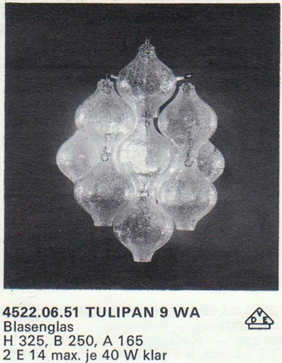 Applique murale Tulipan 9WA en verre de Murano soufflé à 9 lobes JT Kalmar  en vente 11