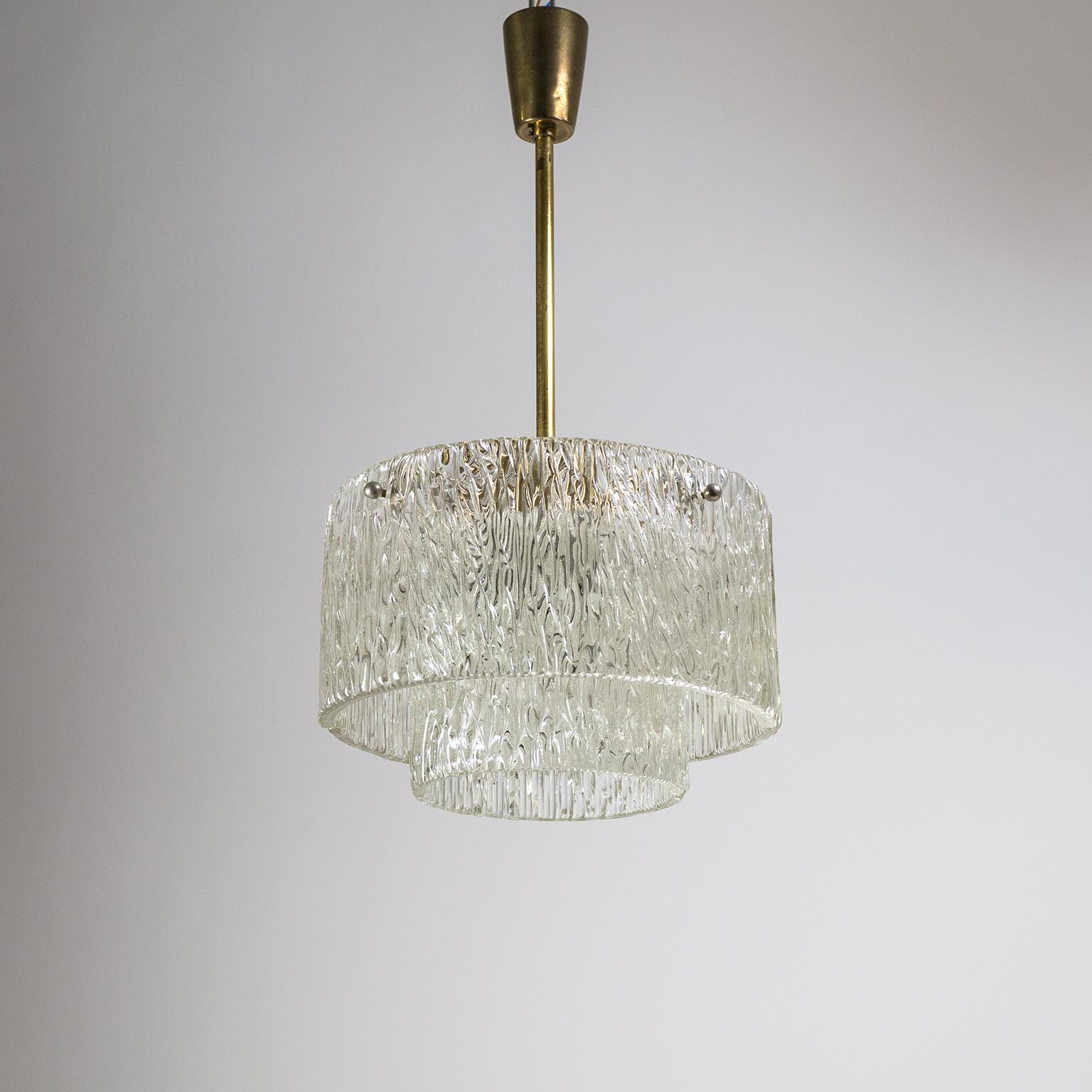 J.T. Kalmar Two-Tiered Glass Chandelier, 1950s For Sale 5