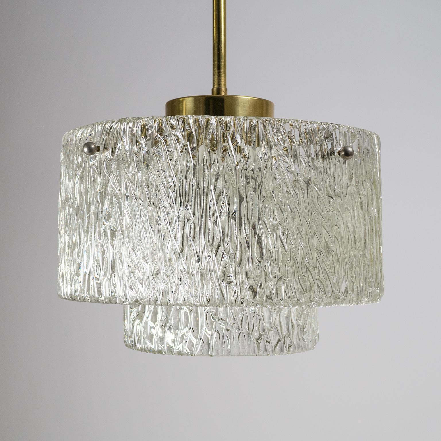 Mid-Century Modern J.T. Kalmar Two-Tiered Glass Chandelier, 1950s For Sale