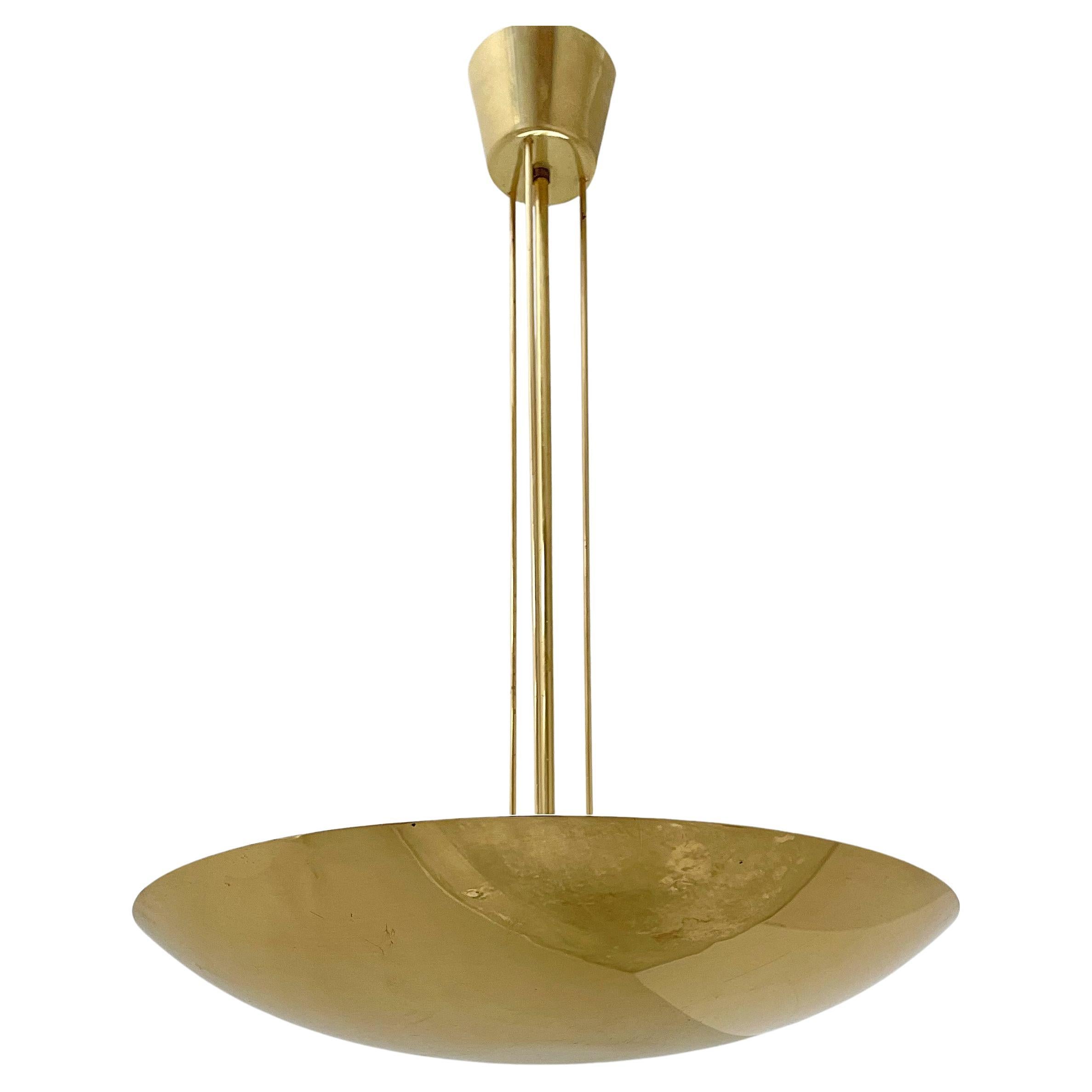 J.T. KALMAR Uplight Ceiling Brass Lamp, Chandelier, Mod. 8585, 1960s, Austria For Sale