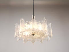 J.T. Kalmar Vienna Ice Glass Star Chandelier, Austria, 1960s