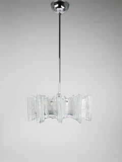 J.T. Kalmar Vienna Ice Glass Star Chandelier, Austria, 1960s