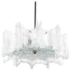 J.T. Kalmar Vienna Ice Glass Star Chandelier, Austria, 1960s
