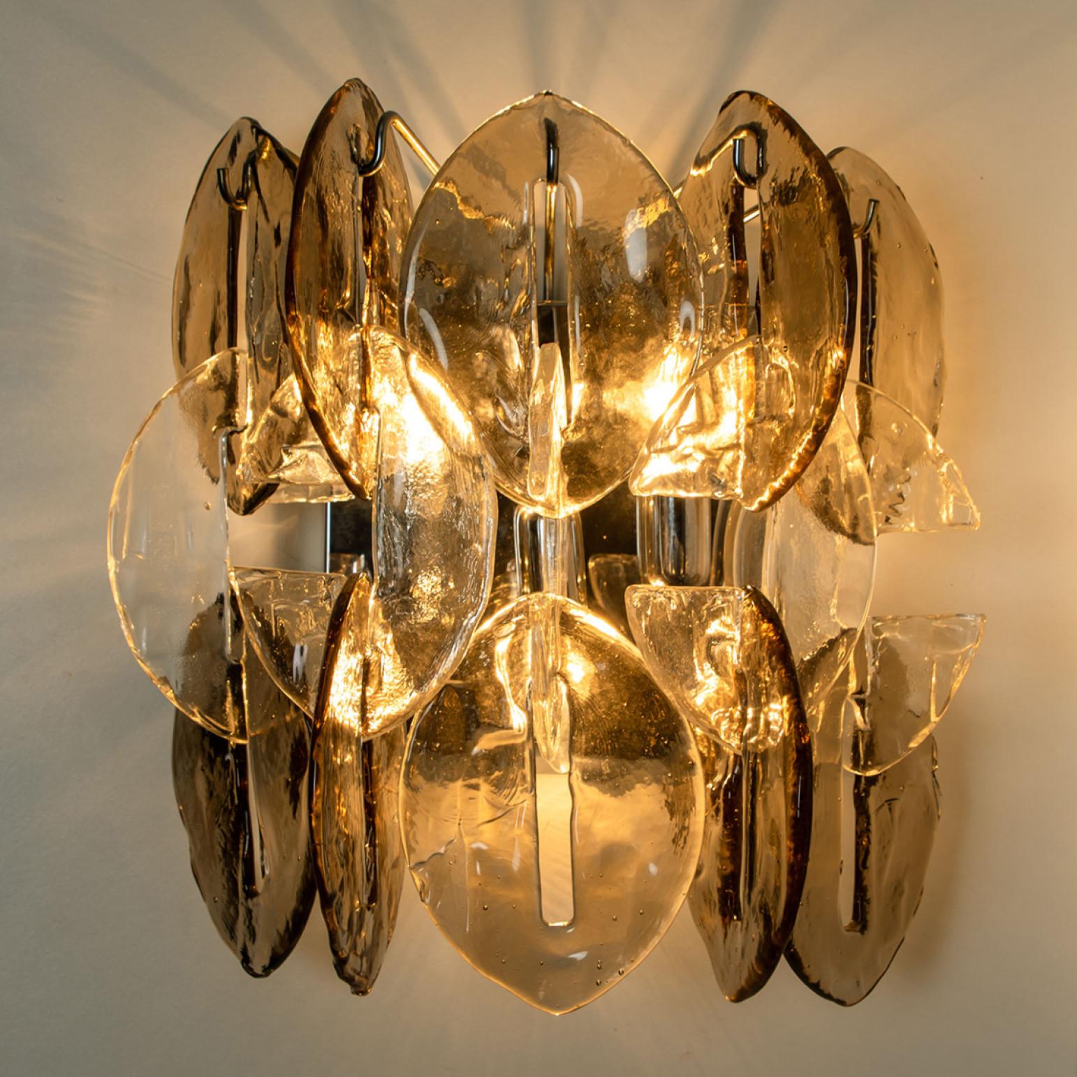 J.T. Kalmar Wall Light Fixtures Chrome with Clear and Smoked Glass 2