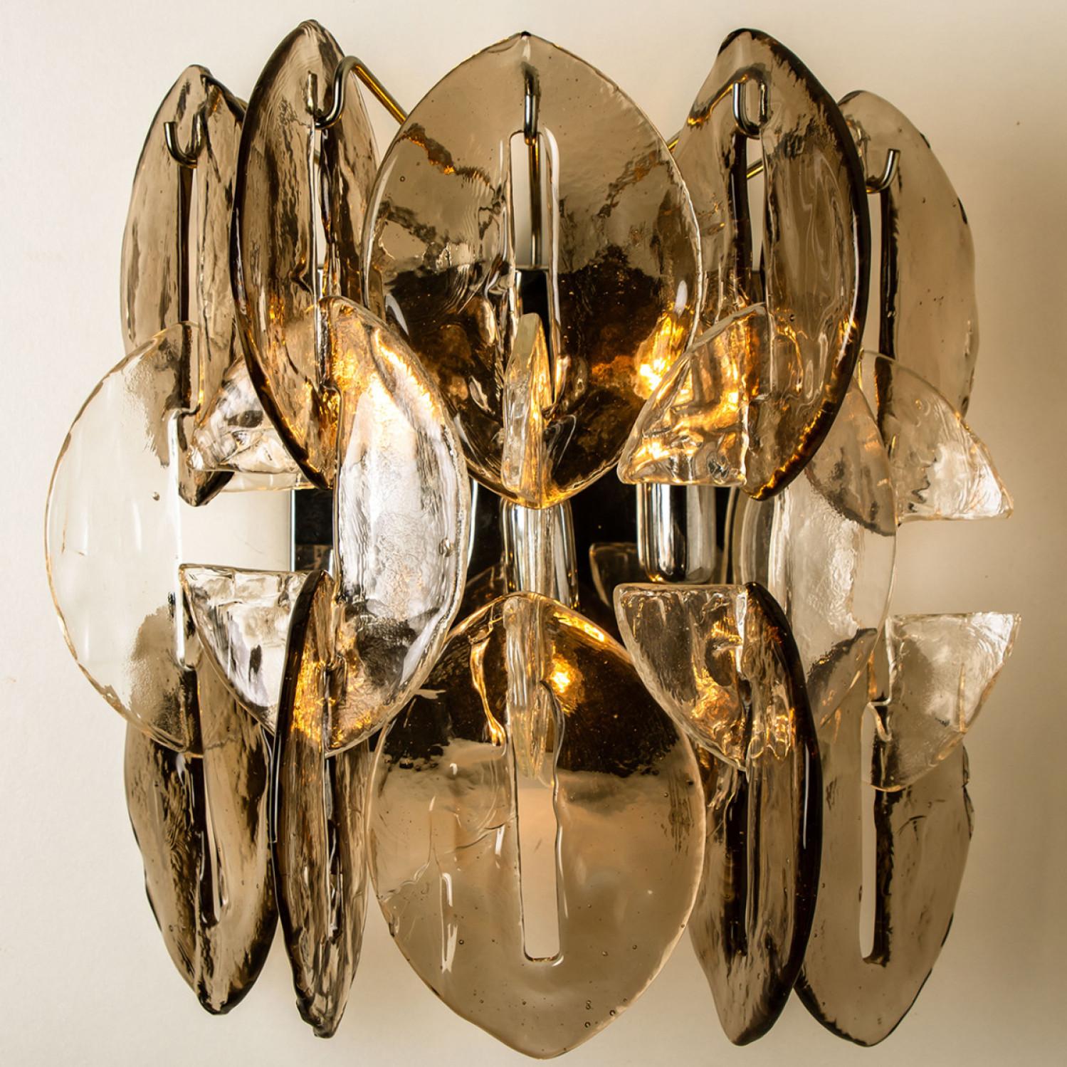 Austrian J.T. Kalmar Wall Light Fixtures Chrome with Clear and Smoked Glass
