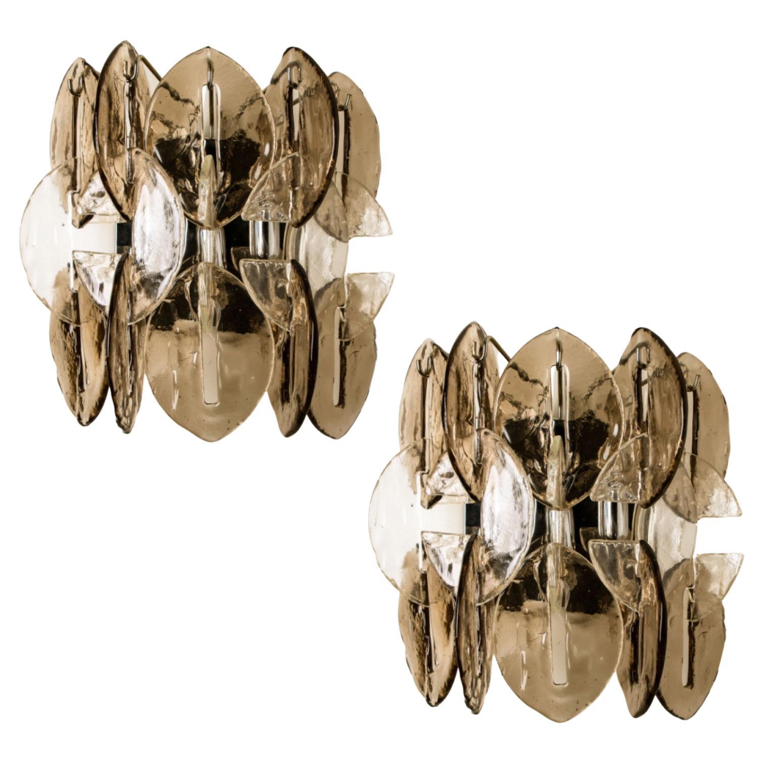 J.T. Kalmar Wall Light Fixtures Chrome with Clear and Smoked Glass