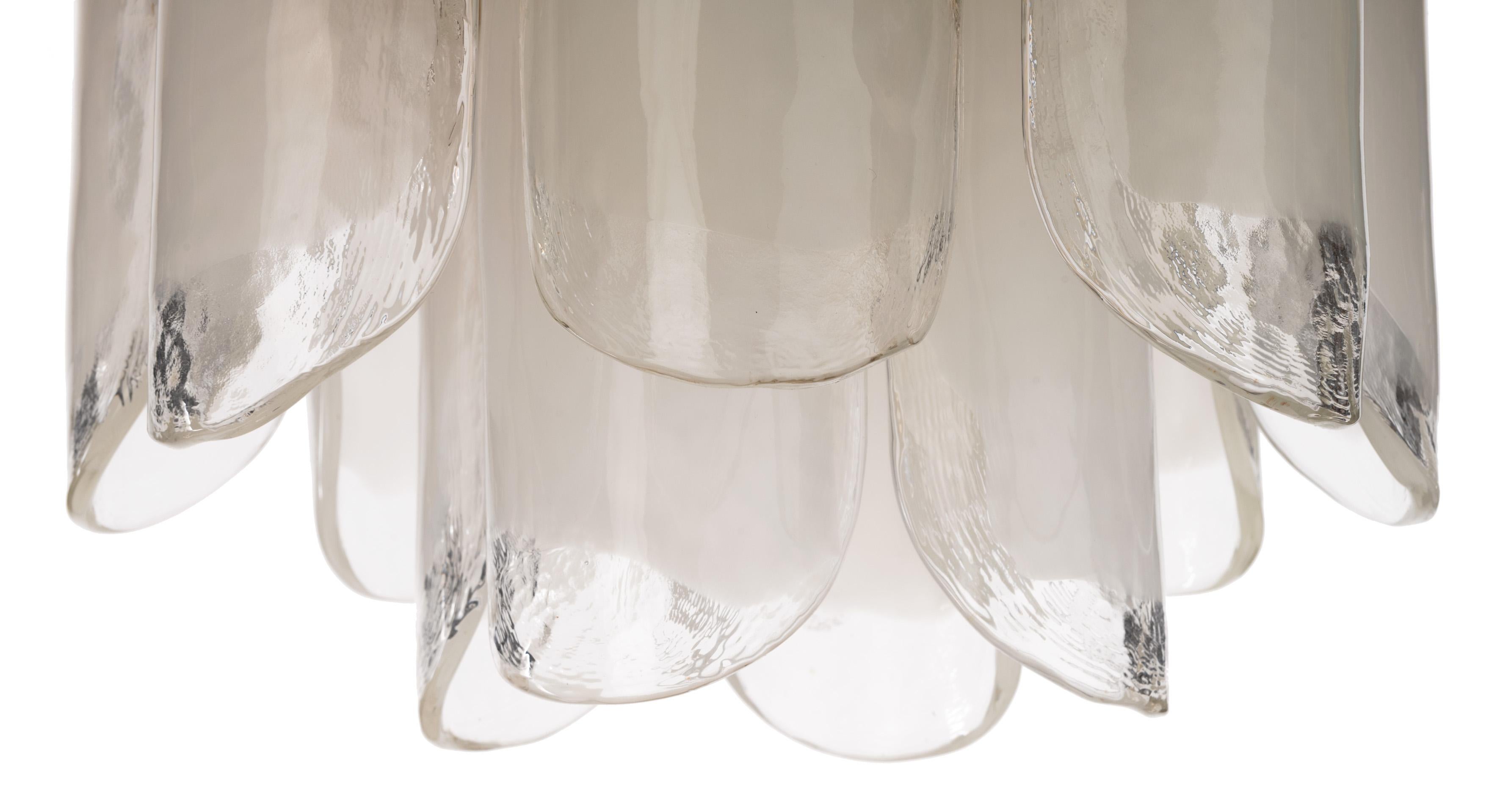 Austrian J.T. Kalmer large Brass Ice Glass Chandelier For Sale