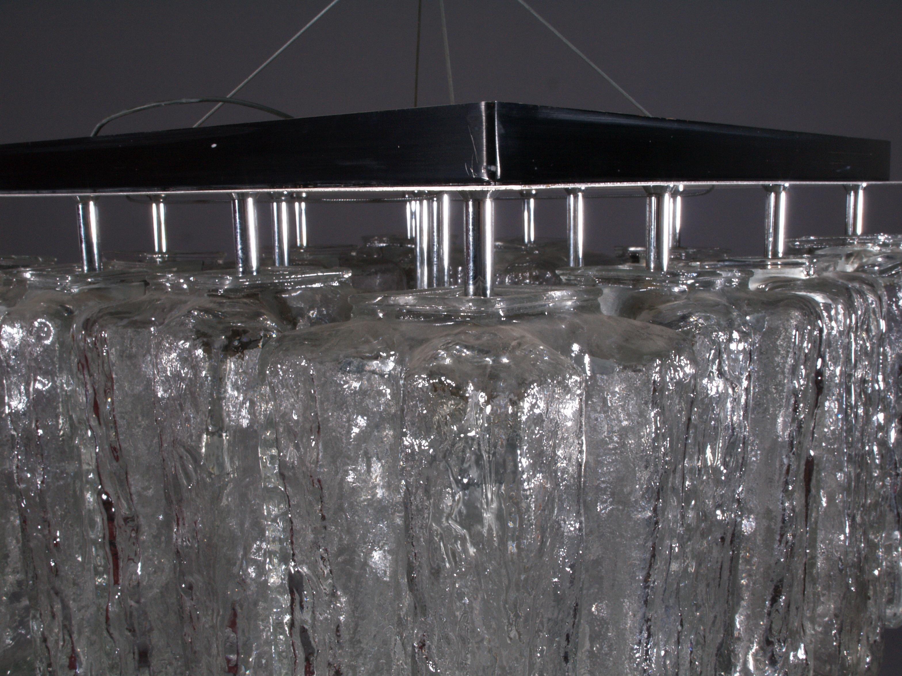 J.T.Kalmar ceiling flush mount with iceglass shades,
chrome plate.