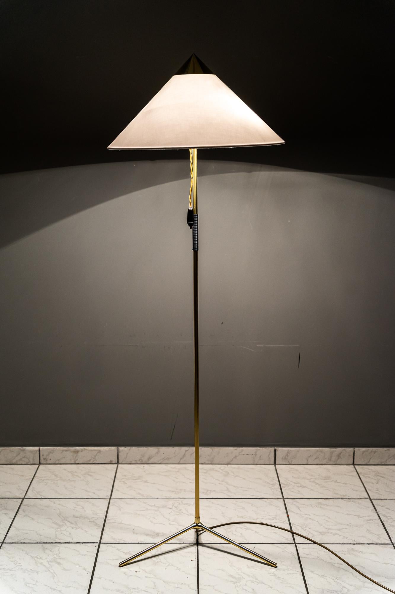 J.T.Kalmar Floor Lamp with Fabric Shade Around 1950s For Sale 5