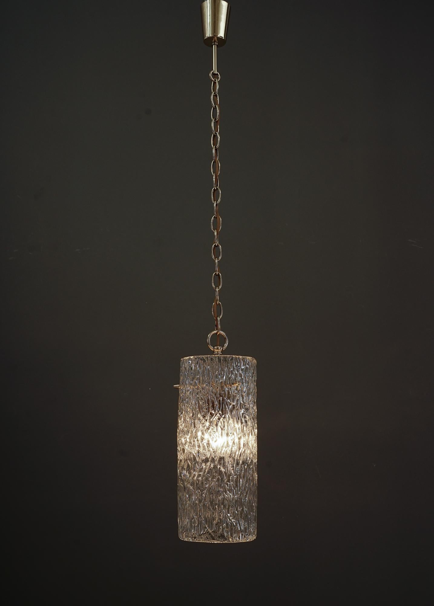 J.T.Kalmar Pendant with Structure Glass Shade Vienna Around 1950s For Sale 2