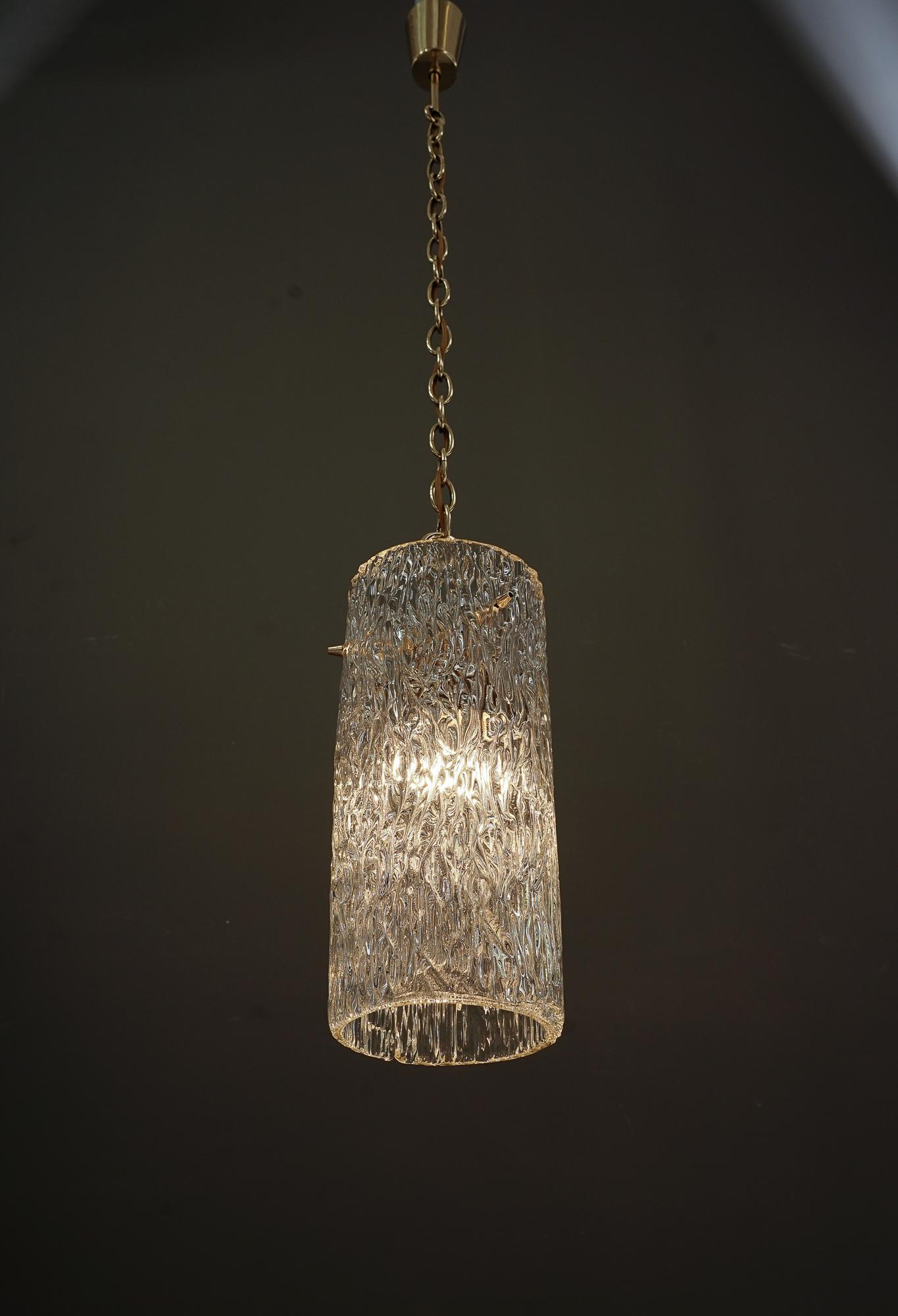 J.T.Kalmar Pendant with Structure Glass Shade Vienna Around 1950s For Sale 4