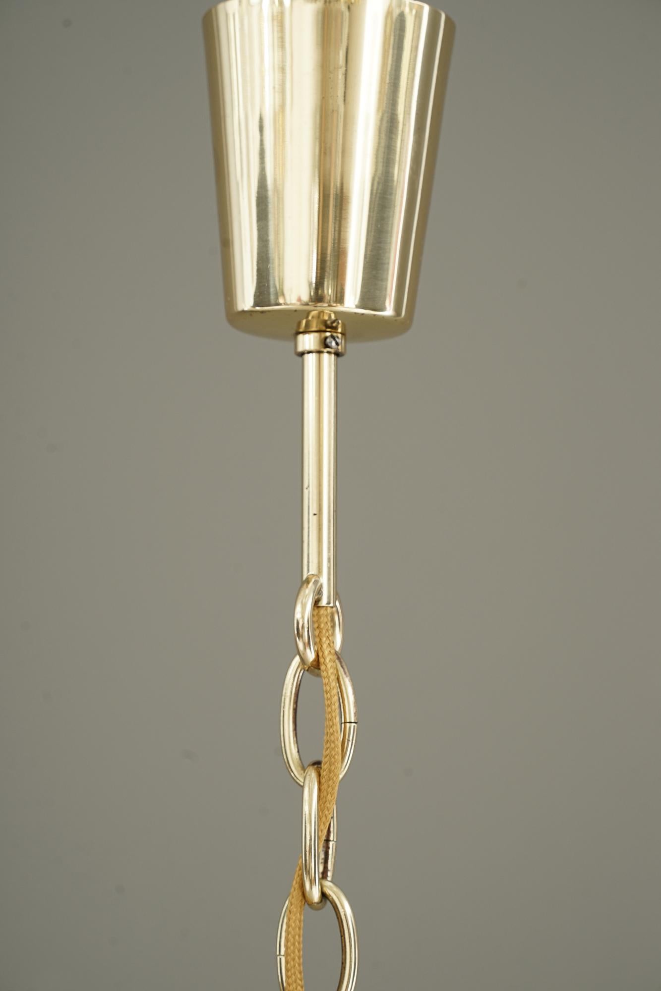 Mid-Century Modern J.T.Kalmar Pendant with Structure Glass Shade Vienna Around 1950s For Sale