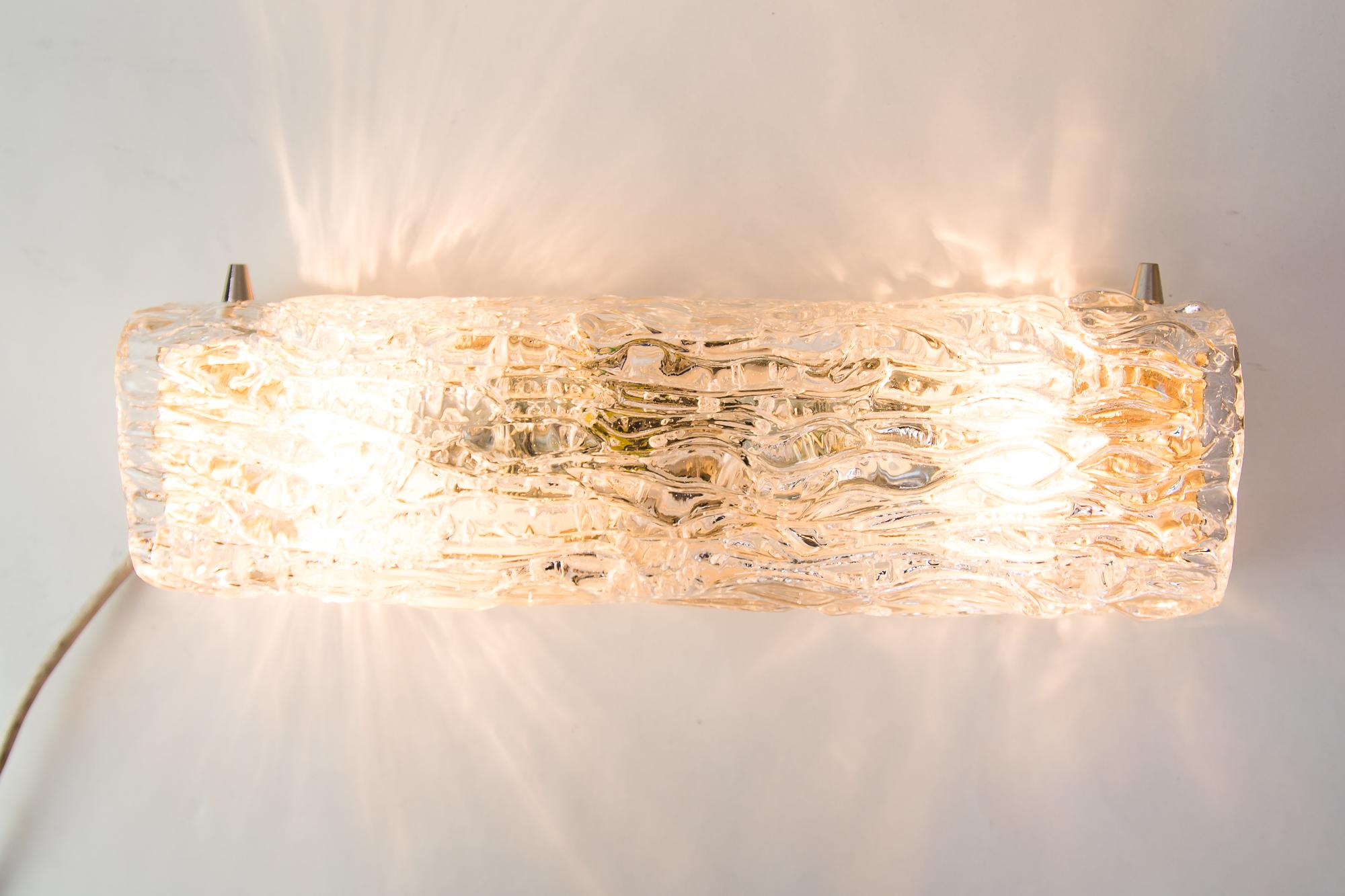 Glass J.T.Kalmar Wall Lamp, Vienna, circa 1950s For Sale