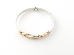 JTL Isreal 14 Karat Rose Gold and Sterling Silver Bangle Diamond Bracelet