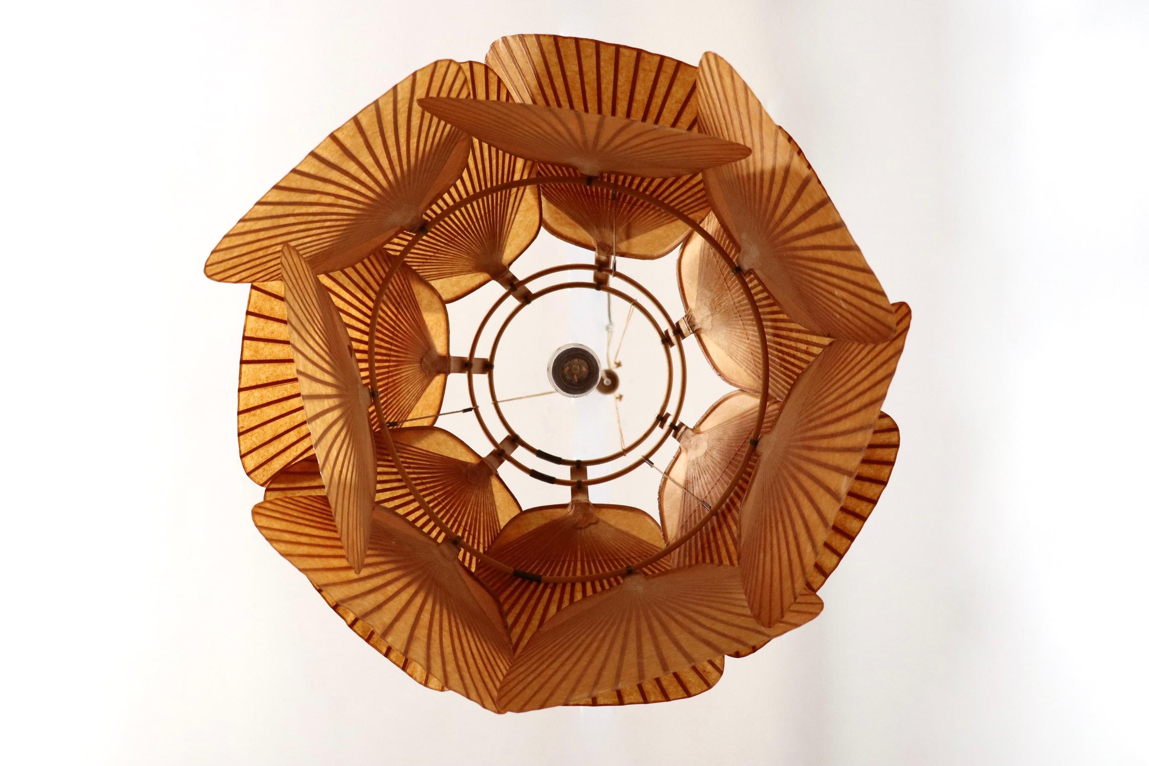Bamboo Ju-Yon Chandelier, Uchiwa Series By Ingo Maurer For Design M, Germany 1973