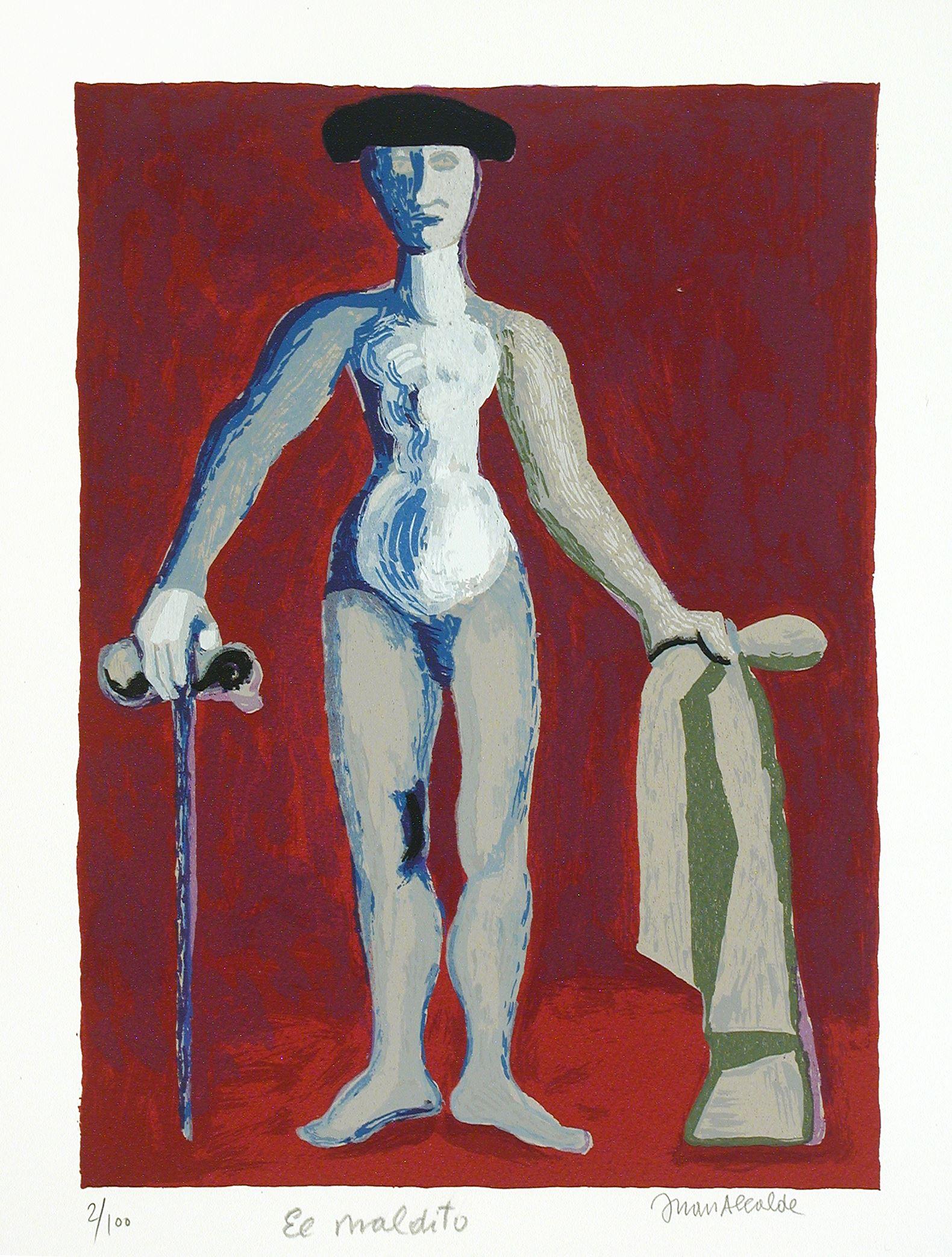 Figurative Print Juan Alcalde Alonso - Juan Alcalde espagnol signé édition limitée gravure d'art originale n35