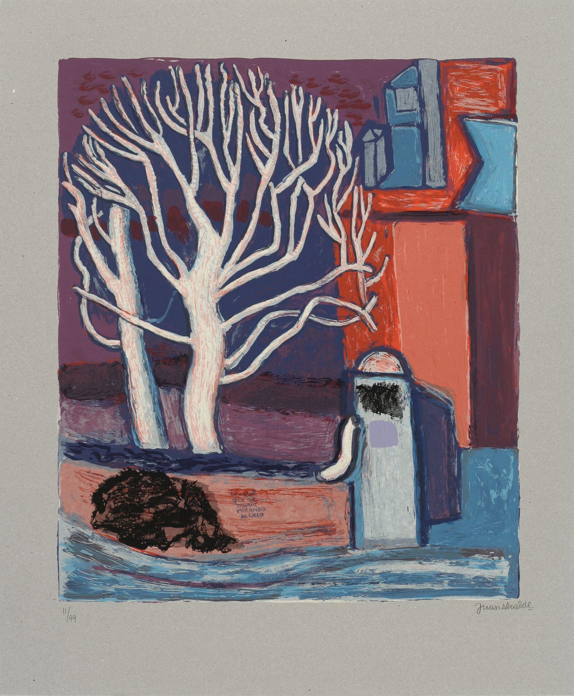 Juan Alcalde Alonso Figurative Print - Spanish signed limited edition original art print silkscreen 24x20 in. n53