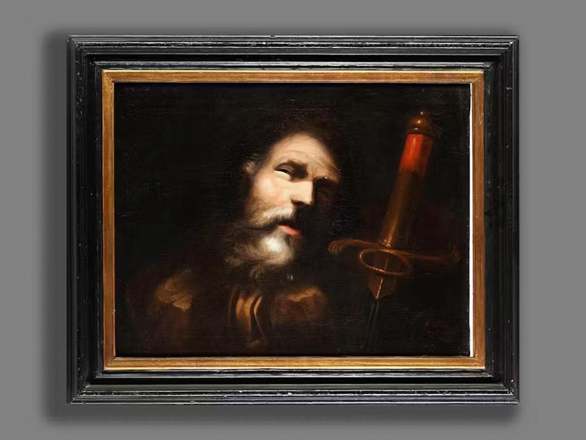 Huile sur toile du 17ème siècle par Juan Alfonso Abril, tête de Saint-Paul en vente 1