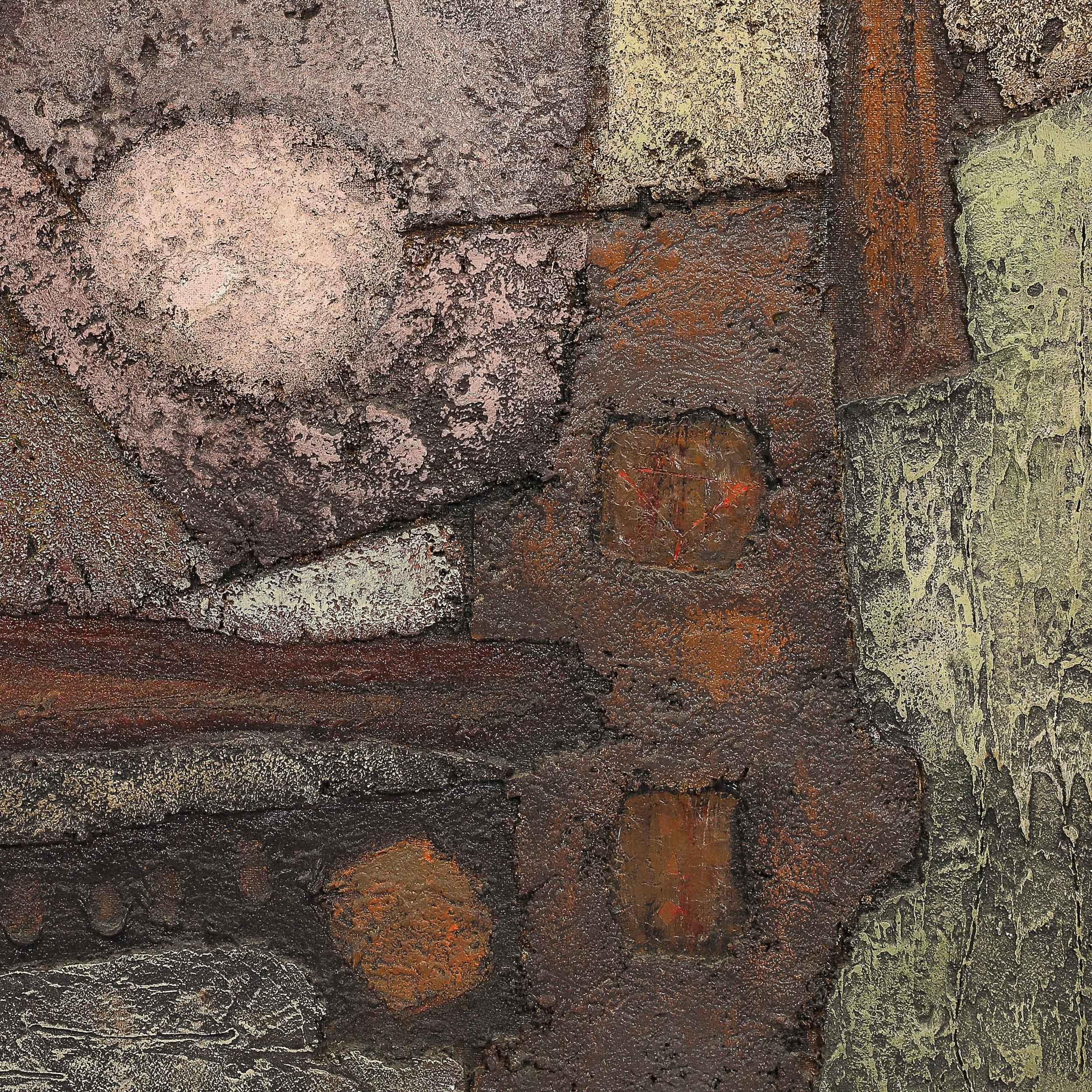 Peinture sur toile abstraite texturée moderniste du milieu du siècle dernier en vente 8