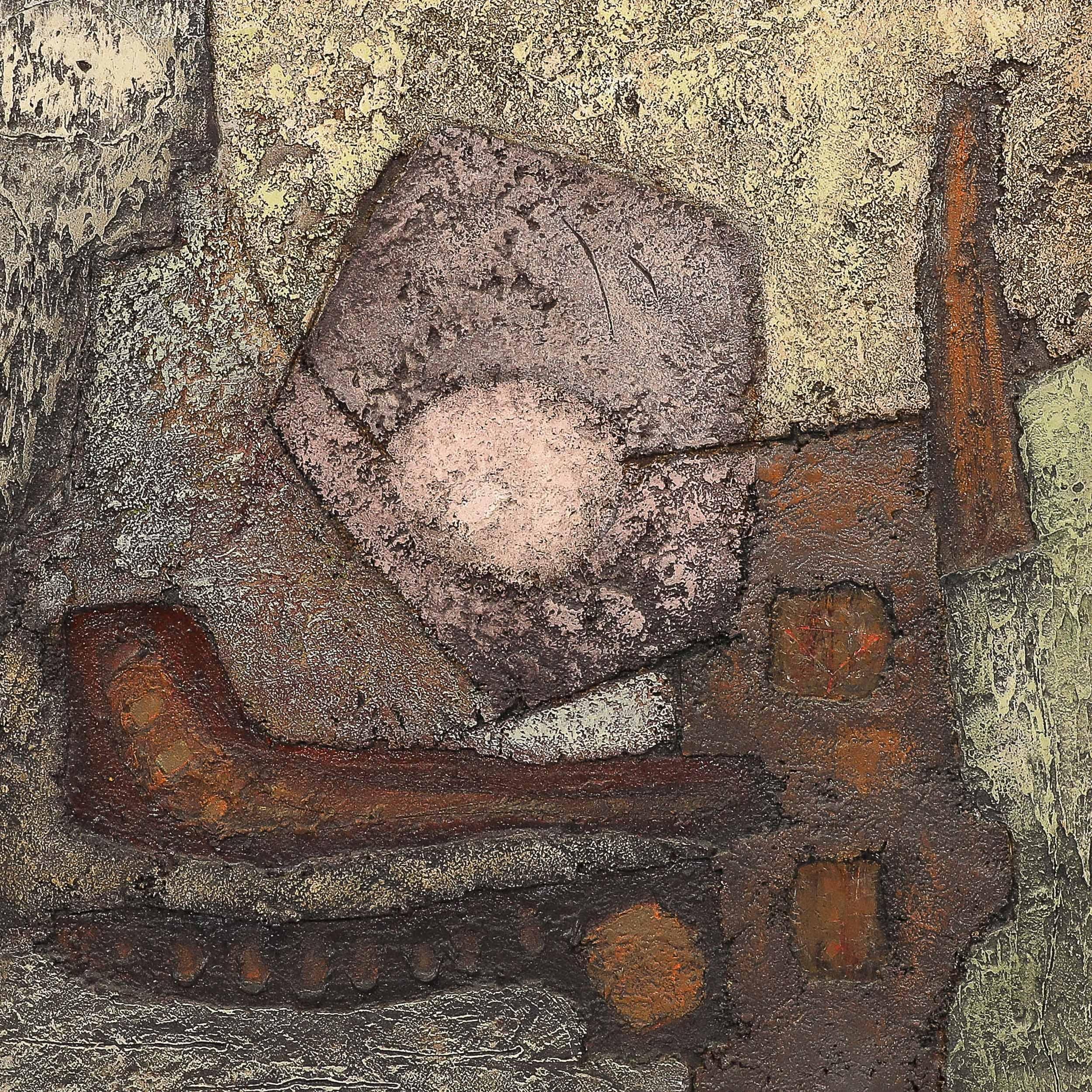 Peinture sur toile abstraite texturée moderniste du milieu du siècle dernier en vente 1