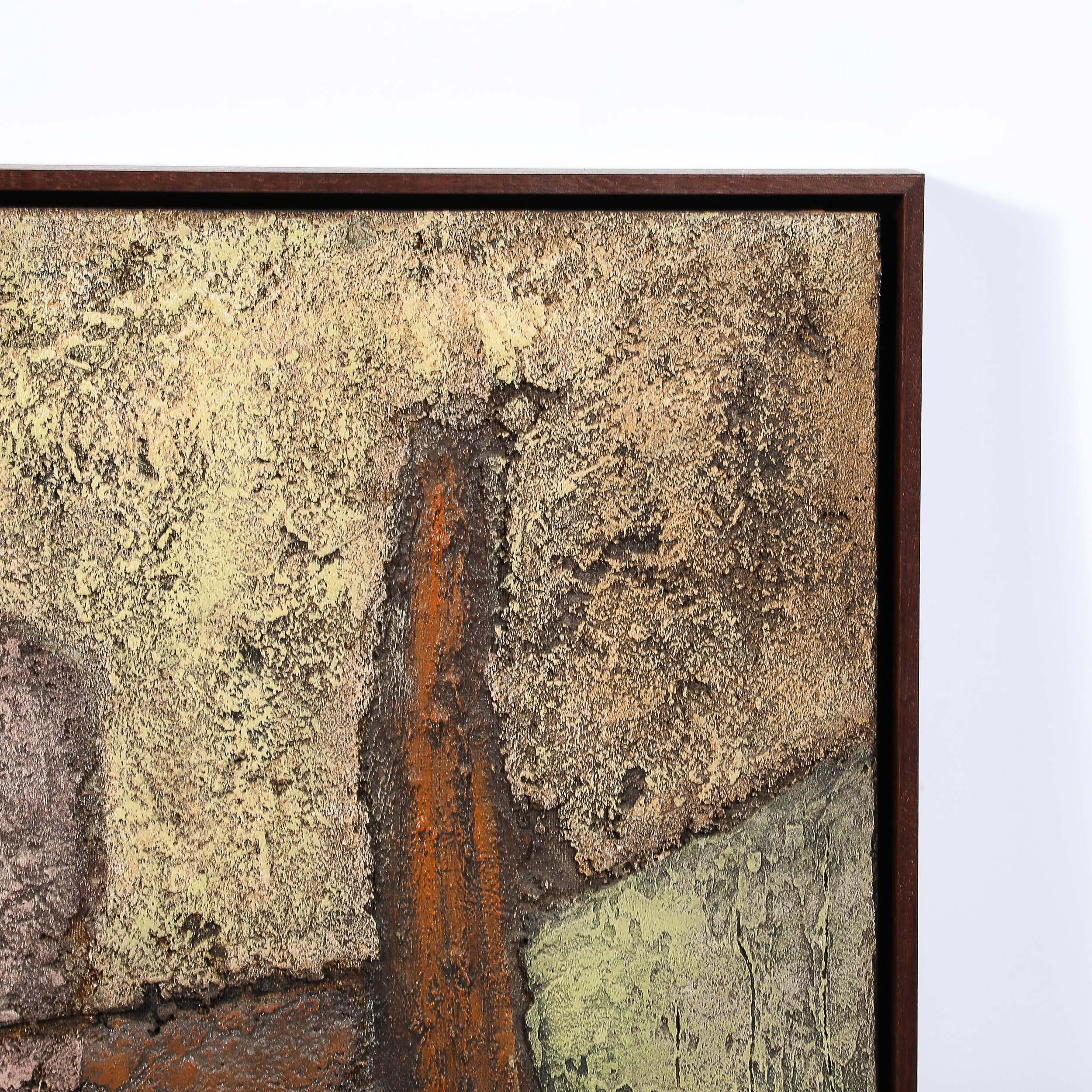 Peinture sur toile abstraite texturée moderniste du milieu du siècle dernier en vente 2