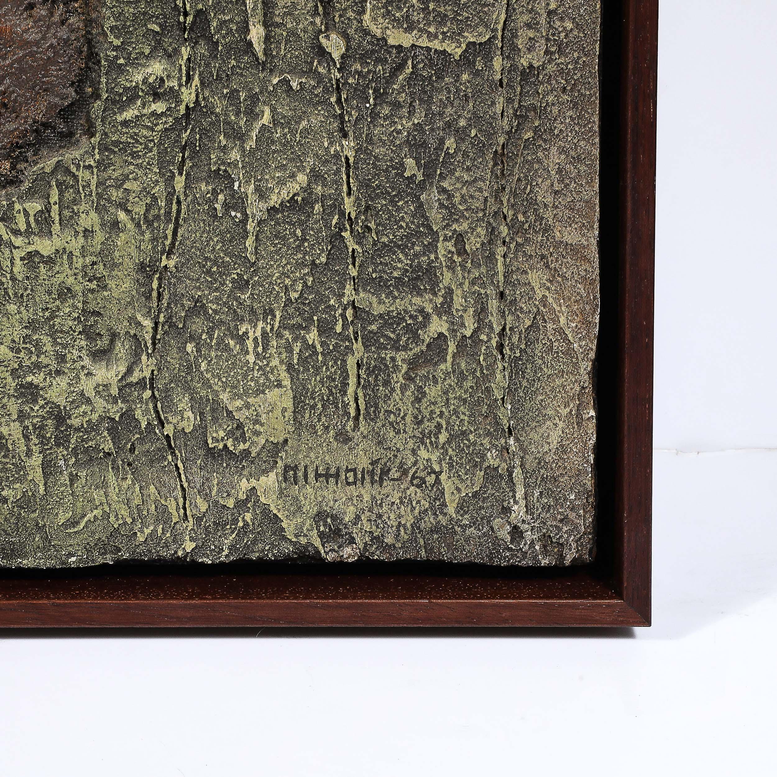 Peinture sur toile abstraite texturée moderniste du milieu du siècle dernier en vente 3
