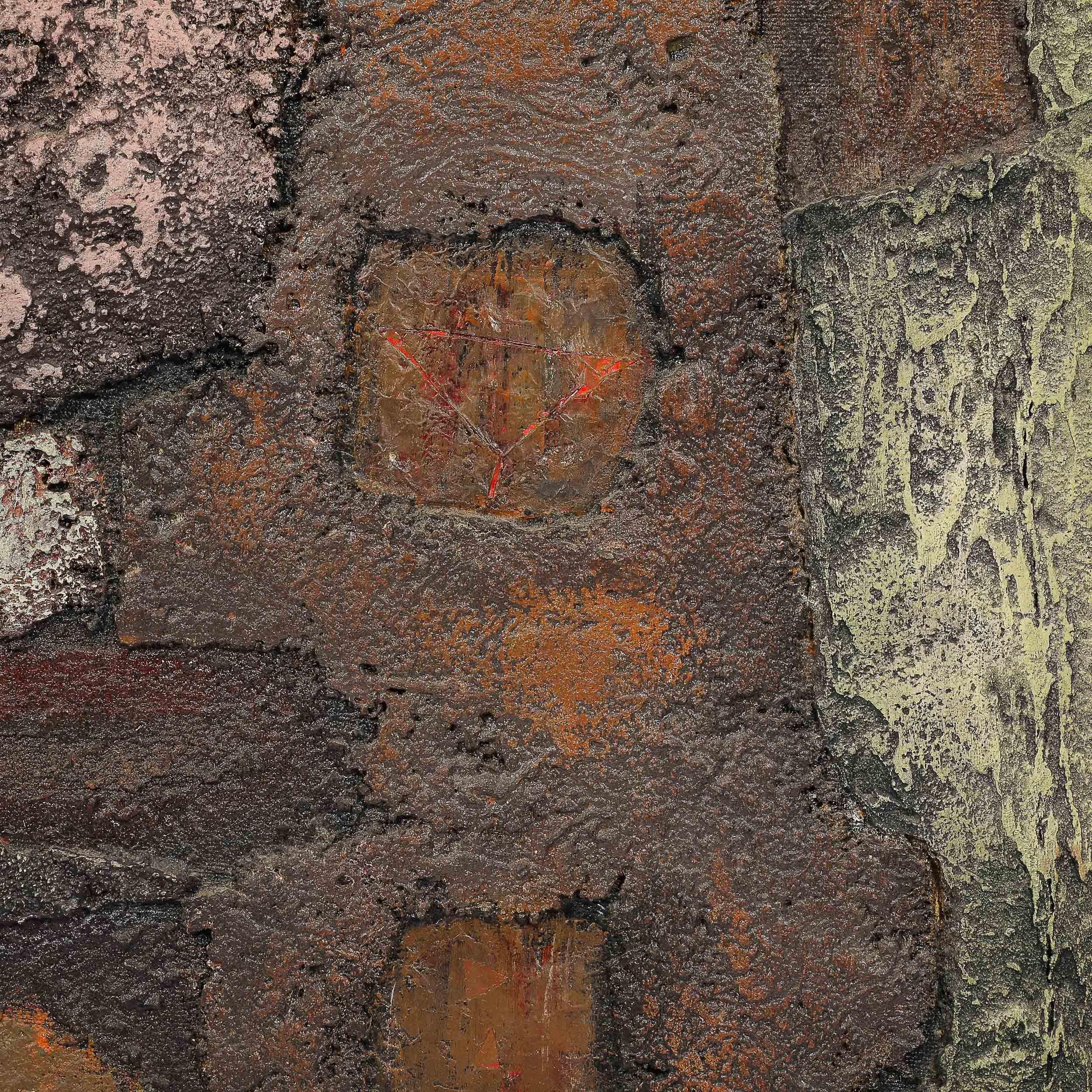 Peinture sur toile abstraite texturée moderniste du milieu du siècle dernier en vente 4