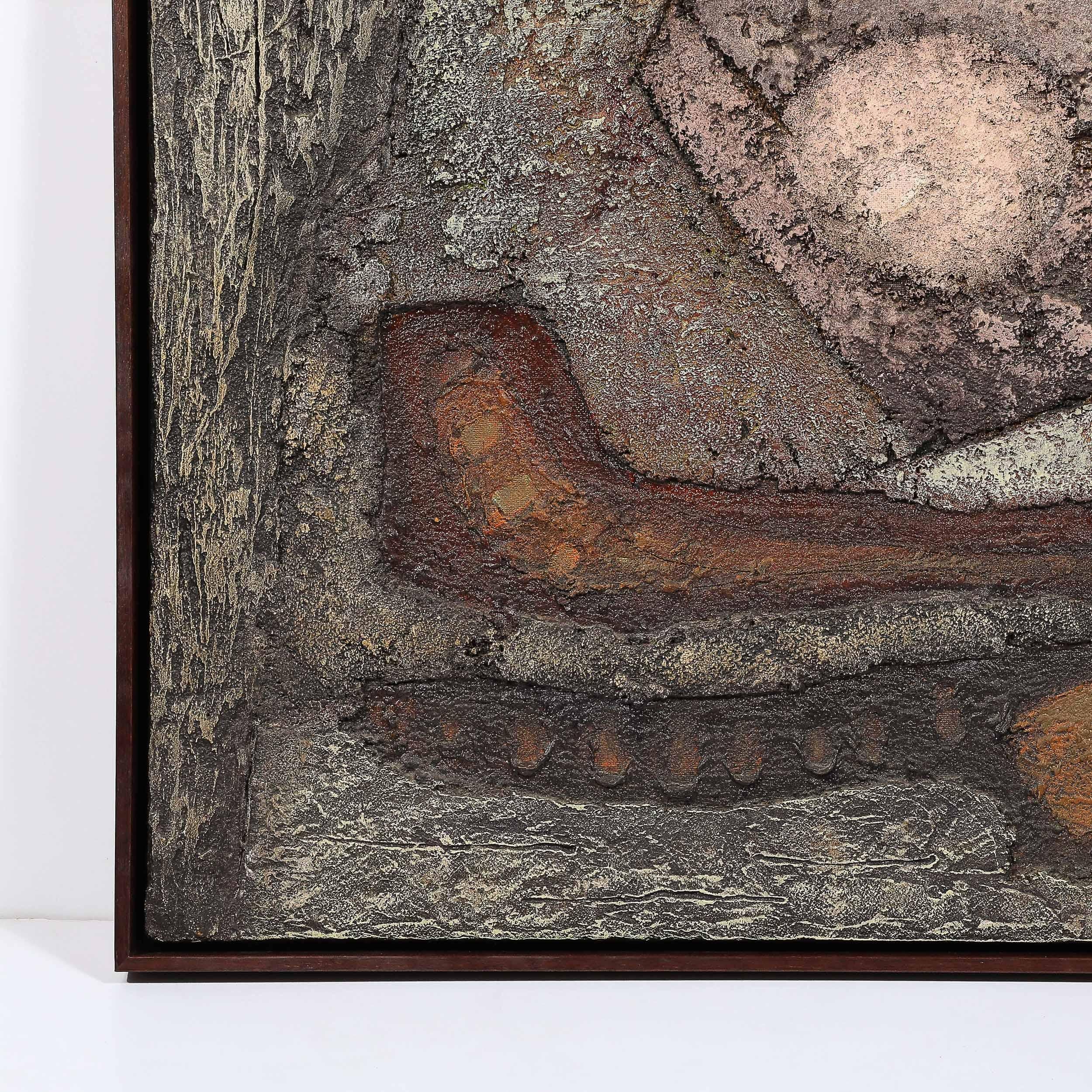 Peinture sur toile abstraite texturée moderniste du milieu du siècle dernier en vente 5