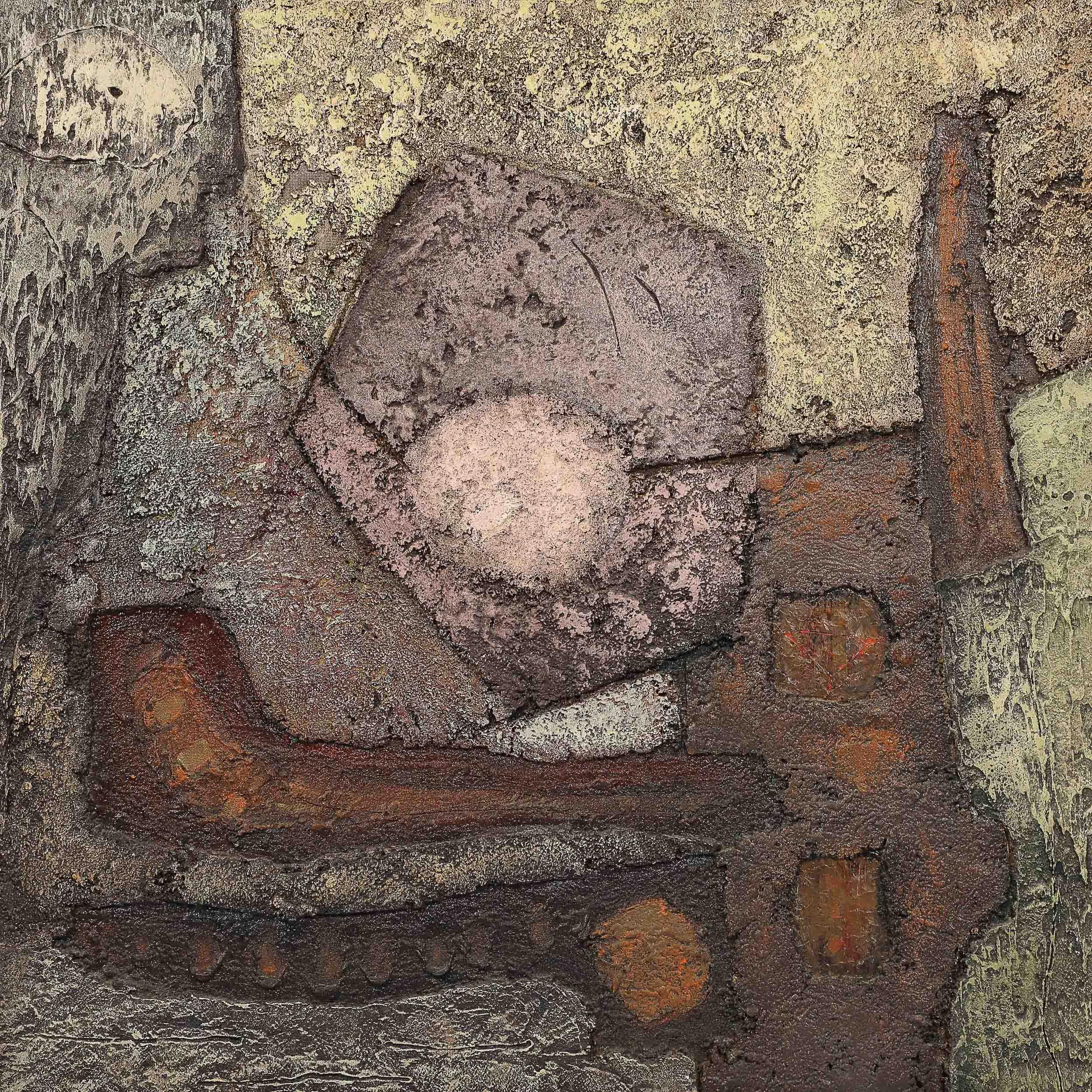 Peinture sur toile abstraite texturée moderniste du milieu du siècle dernier en vente 7