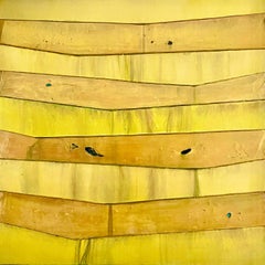 CABANA 1 - bold bright yellow abstract painting by Cuban-American artists