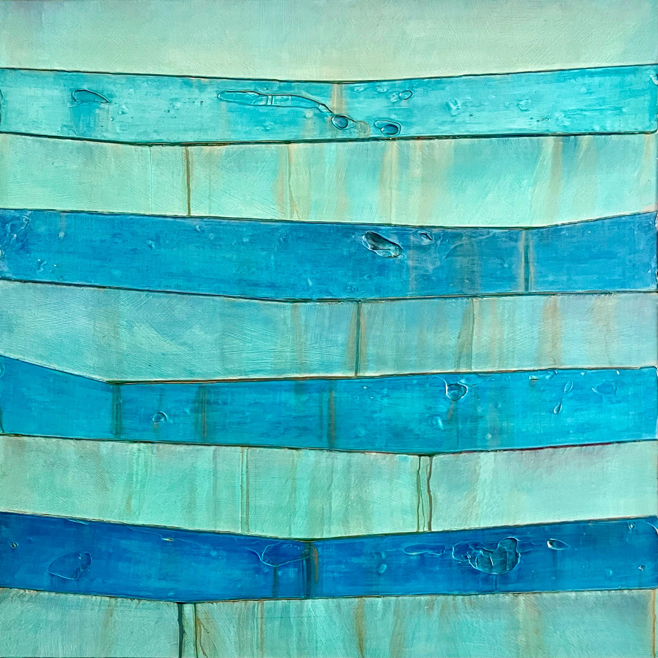 Juan Alonso-Rodríguez Abstract Painting - CABANA 3 - blue and aquamarine abstract painting by Cuban-American artist