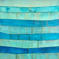 CABANA 3 - blue and aquamarine abstract painting by Cuban-American artist